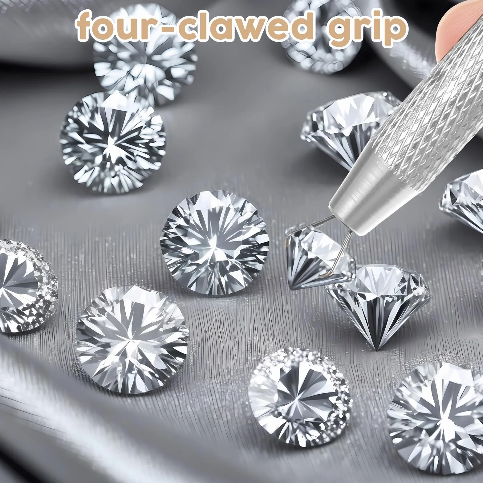 Zestaw chwytaków do piercingu 2 sztuki stal nierdzewna 4 szczęki diamentowe do biżuterii