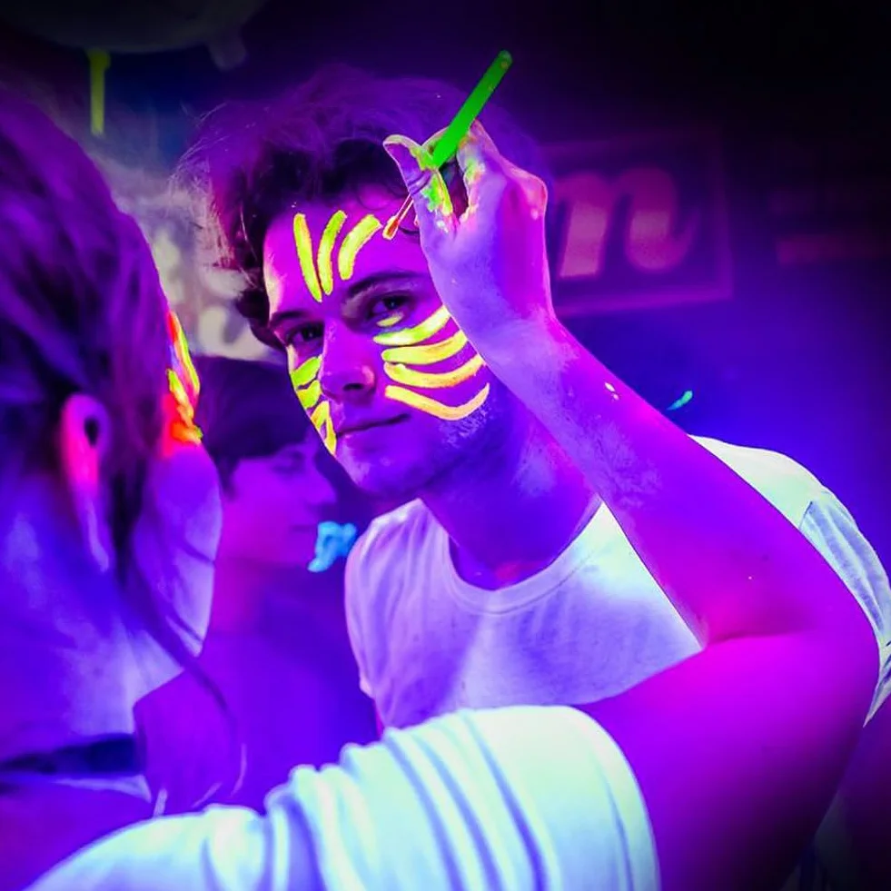 LOPHE Zestaw farb fluorescencyjnych, 6 x 30 ml, obraz z blaskiem UV, kolorowy neonowy zestaw do twarzy i ciała, Halloween, Boże Narodzenie, A