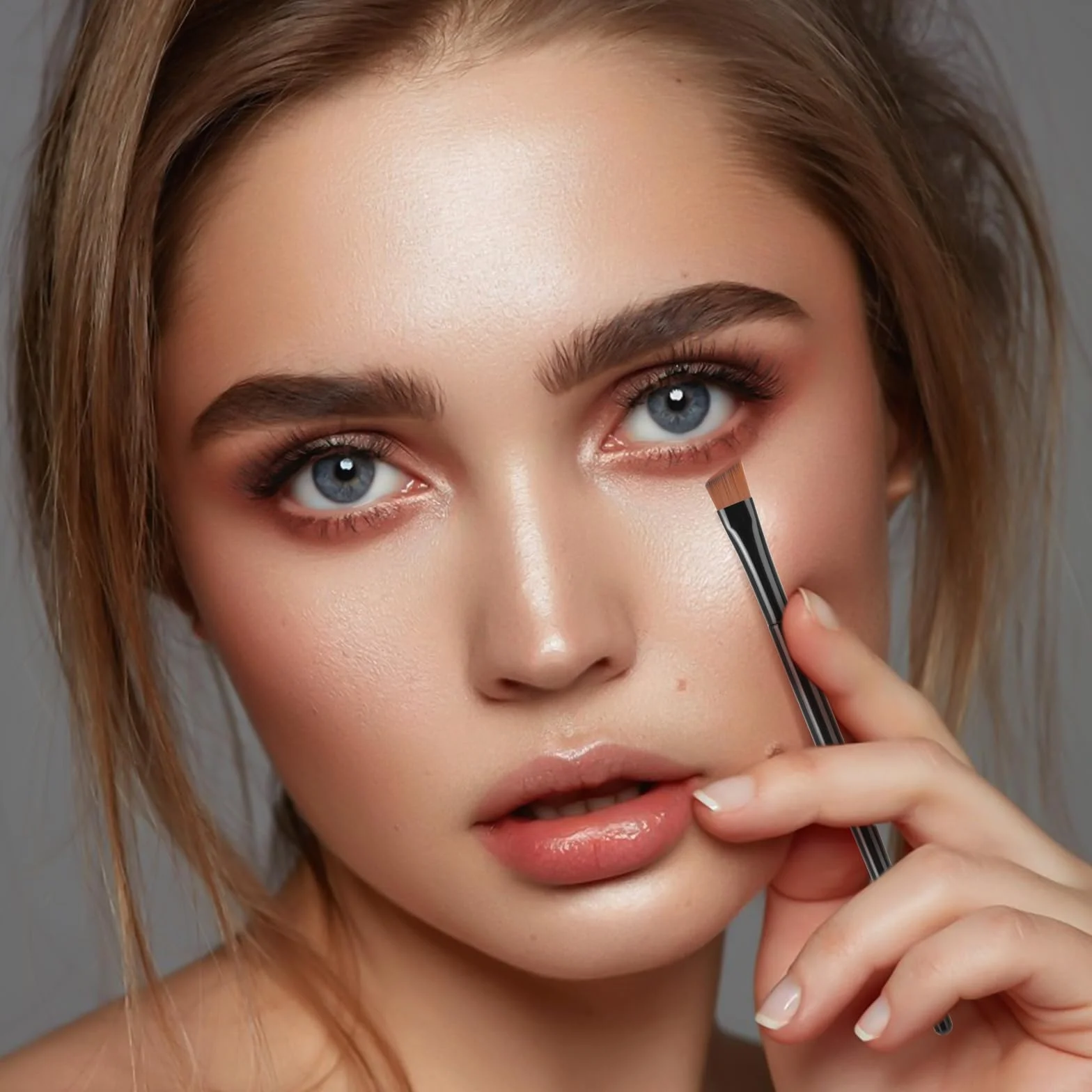 Prasacco 50 sztuk pędzli do brwi, zakrzywiony pędzel do eyelinera, pędzel do cieni do powiek, pędzel 10 cm, mały płaski pędzel, wielofunkcyjny pędzel do makijażu eyelinera, brwi, szminki, różu