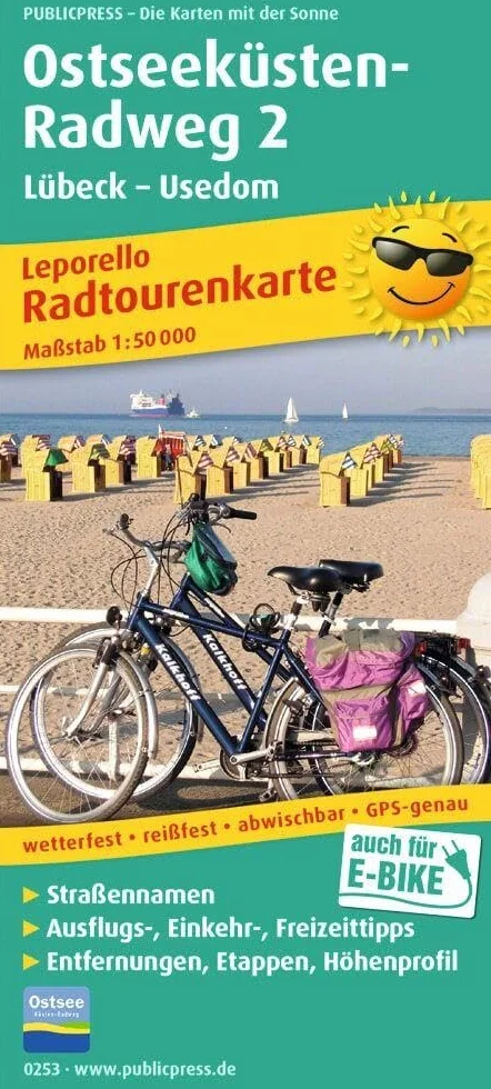 Radwanderkarte Ostseeküsten-Radweg 2 Lübeck-Usedom 1 : 50 000: mit Ausflugszielen, Einkehr- & Freizeittipps