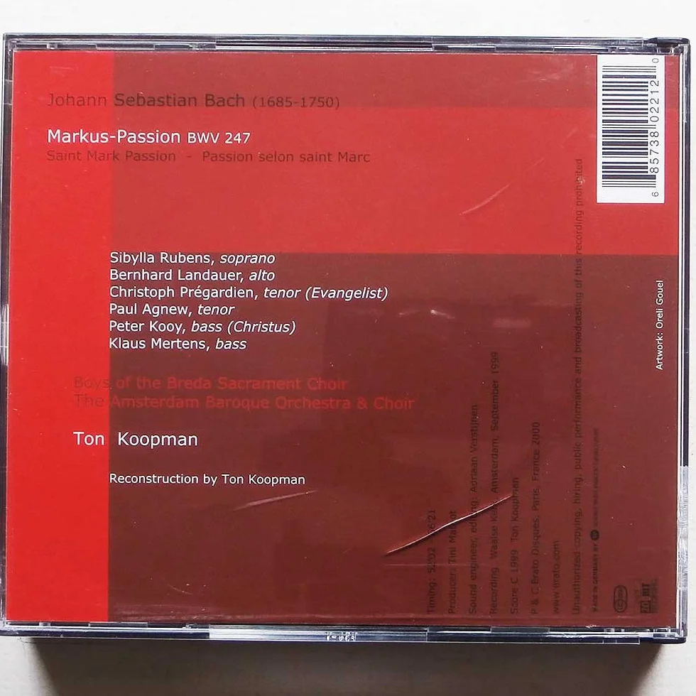 Markus Passion (Koopman/Amersham Boc)
