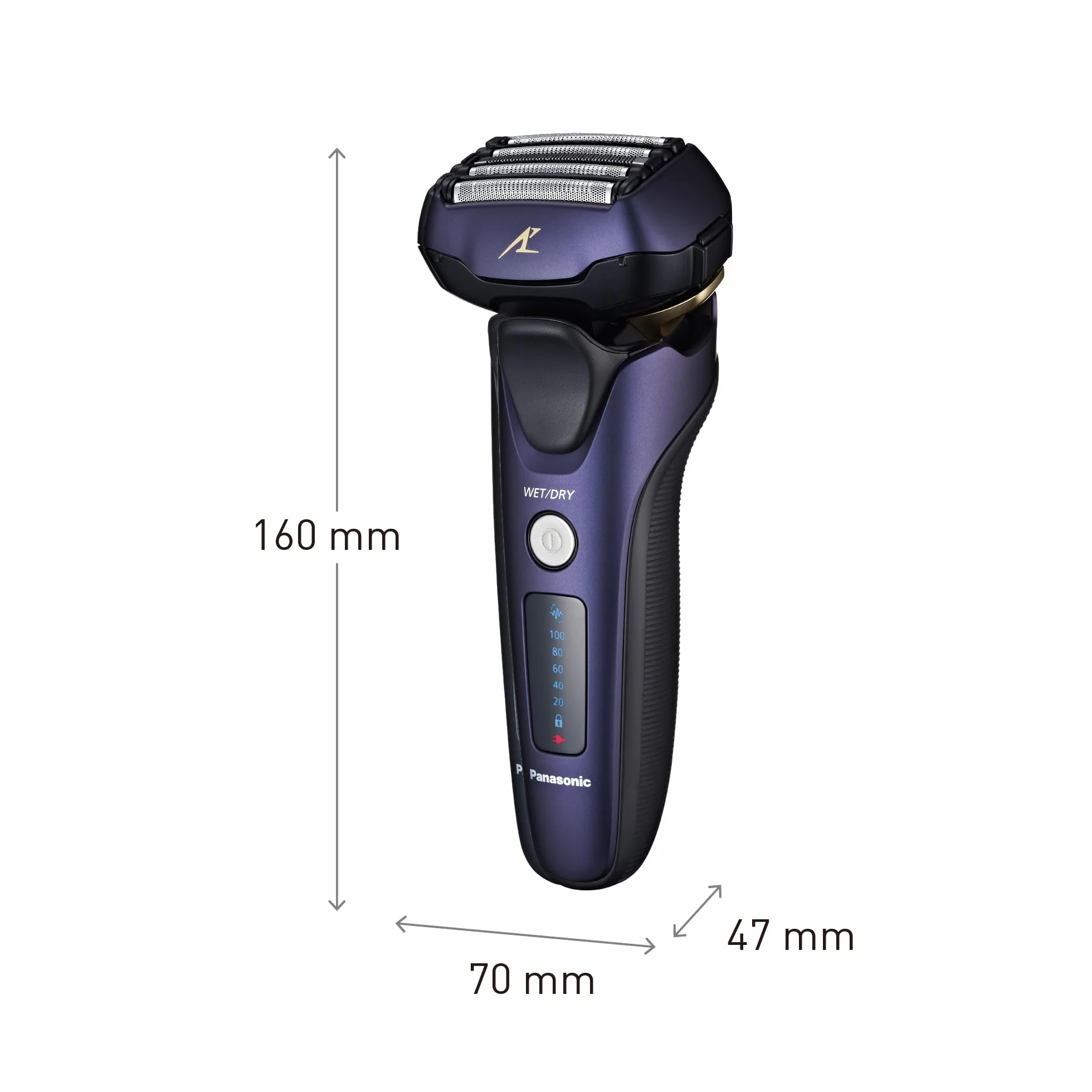 Panasonic Series 800 ES-LV67 golarka na mokro/sucho, 5-krotna głowica tnąca z silnikiem liniowym, w zestawie trymer do długich włosów, granatowy