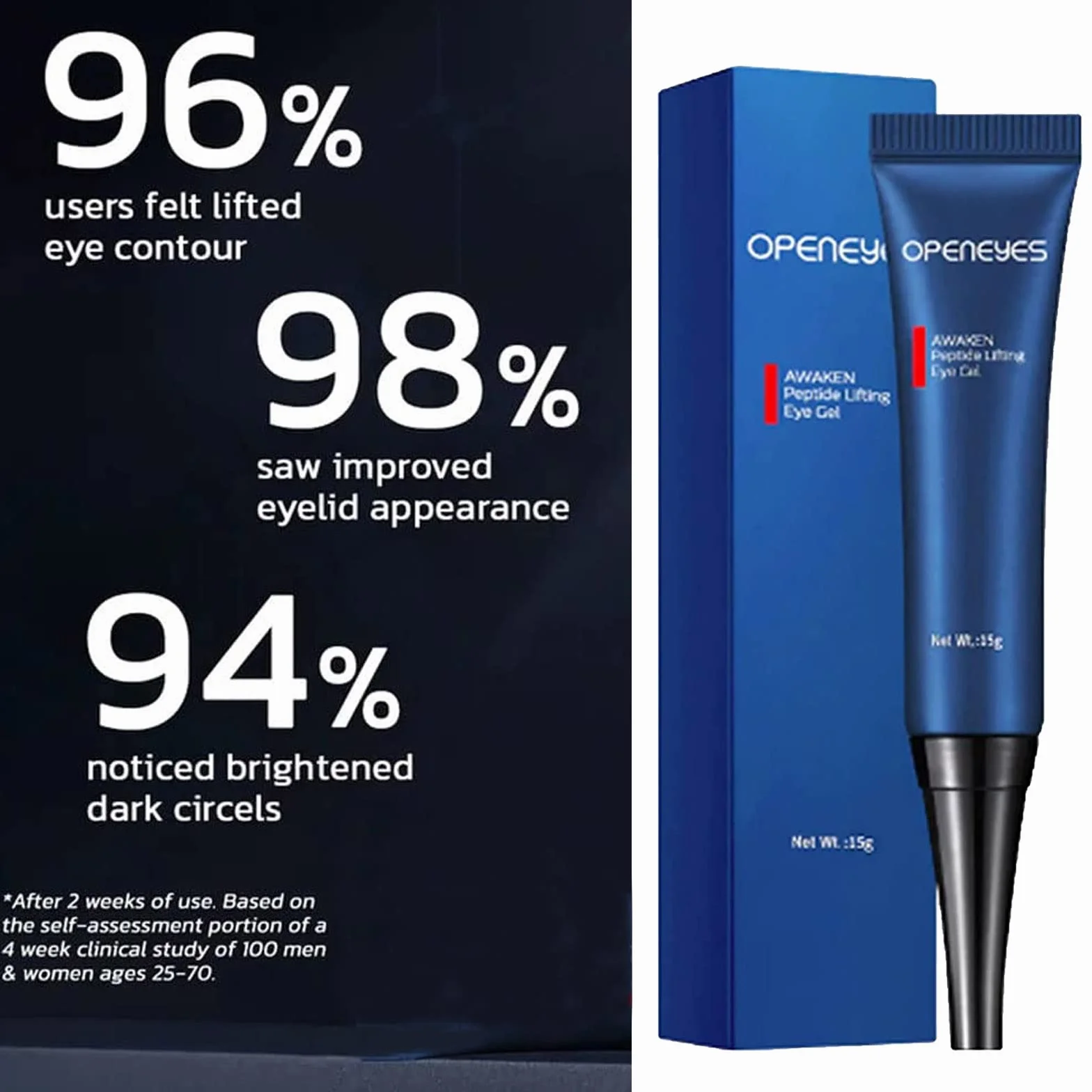 Chagoo Openeyes Awaken Peptide Lifting Eye Gel, Nordizoe Openeyes, Nordizoe krem pod oczy, Peptide Eye Gel, Anti-Aging serum pod oczy dla mężczyzn i kobiet (1 szt.)