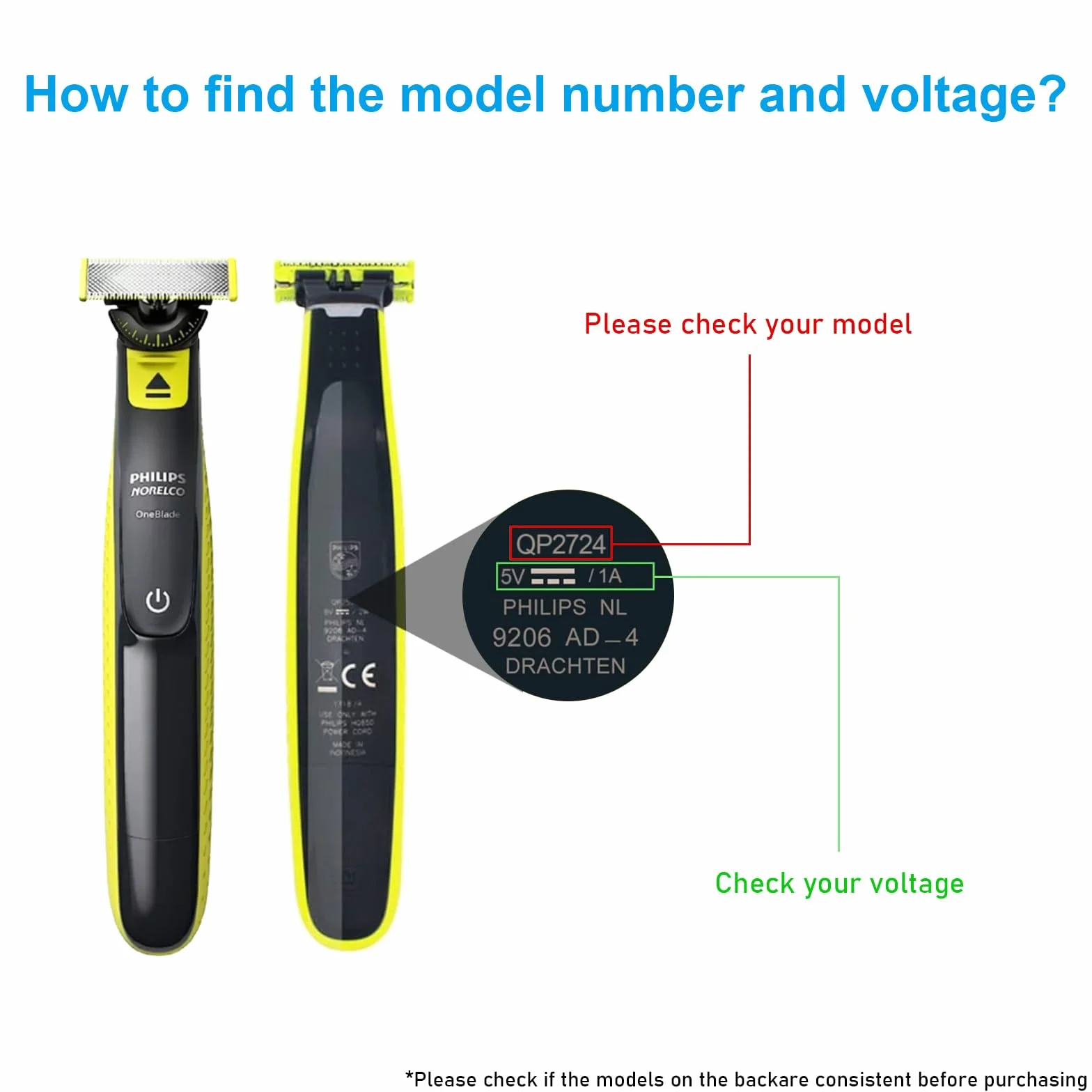 Ładowarka Philips One Blade 5V do QP2724 QP2824 S3243 MG5910 MG7910 QP1924 X3052 Zasilacz Sieciowy 2-pak