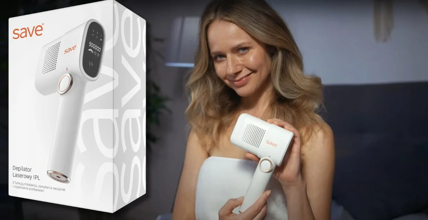 Depilator laserowy IPL z funkcją chłodzenia i zamykania naczynek + 2 nasadki