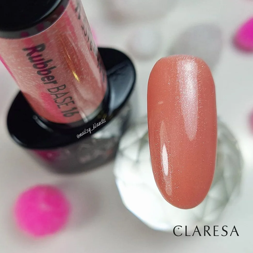Claresa BASE RUBBER Baza kauczukowa TUFI profi PREMIUM Beżowo-brzoskwiniowy z drobinkami 5g