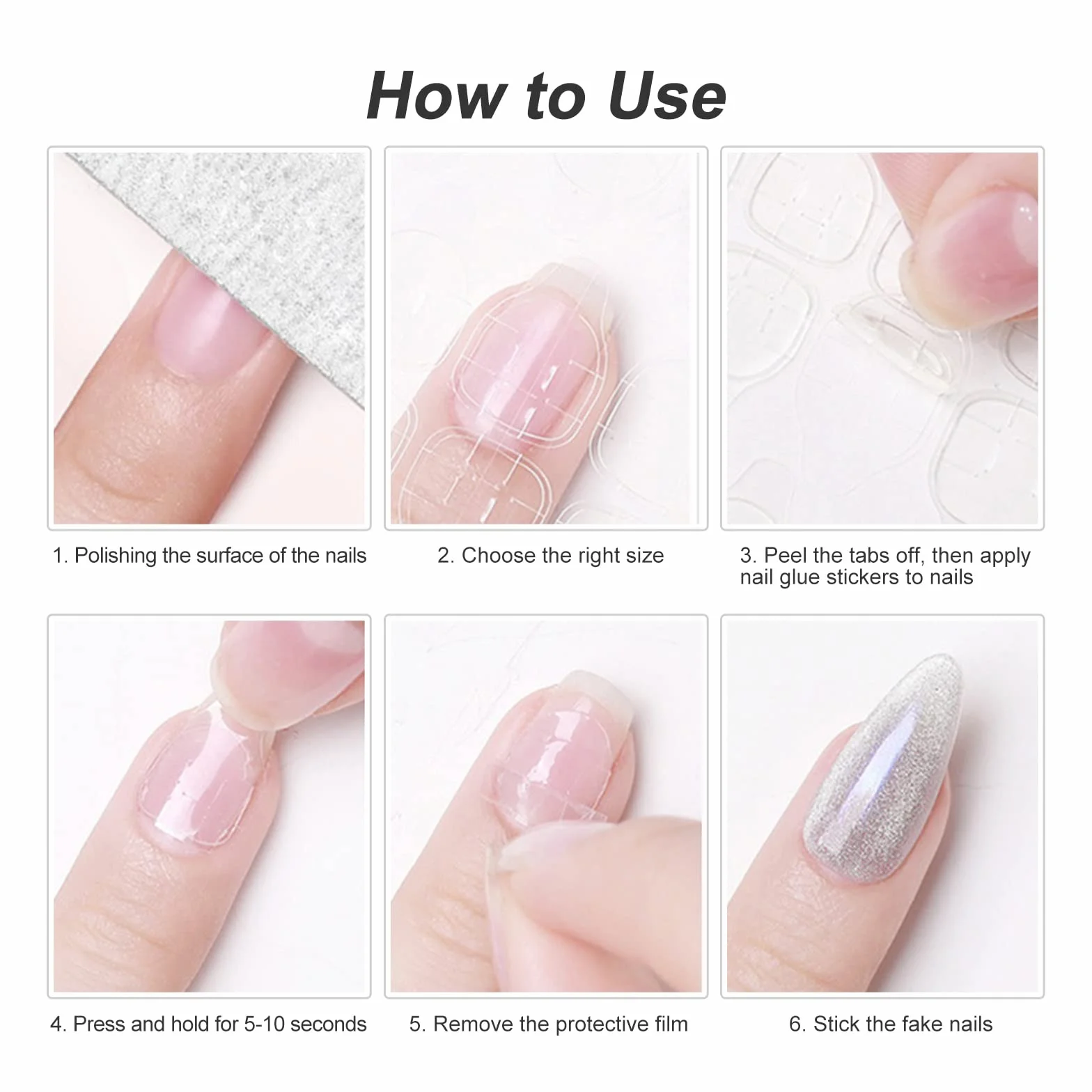 Sularpek Samoprzylepne naklejki na paznokcie, 720 sztuk, 30 arkuszy kleju do paznokci, dwustronne, przezroczyste, do dekoracji manicure
