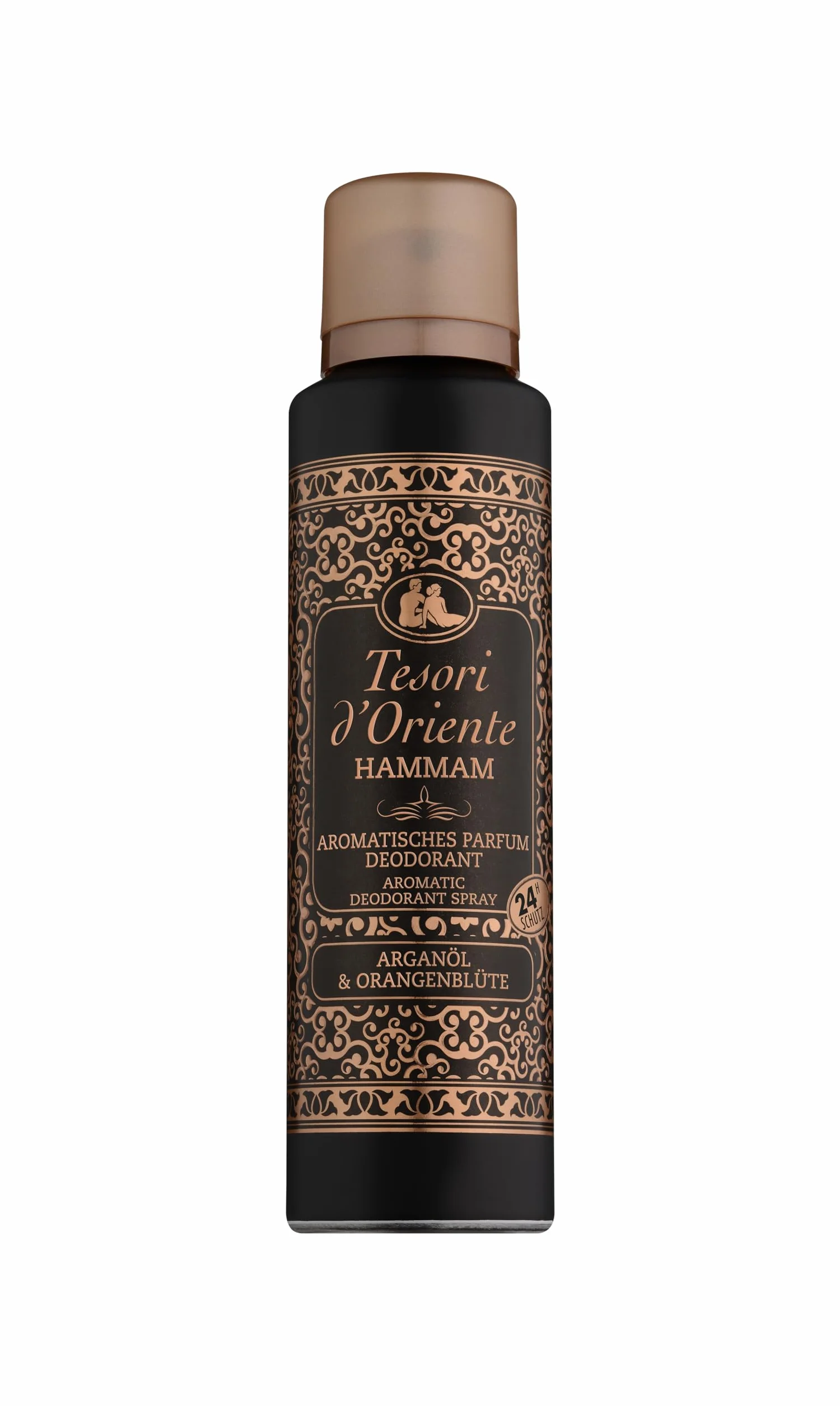 Tesori d'Oriente Perfumowy dezodorant "Hammam", 150 ml, aromatyczny dezodorant w sprayu z olejkiem arganowym i kwiatem pomarańczy, zapach do marzeń, ochrona 24 h, rytuał wellness dla ciała i zmysłów
