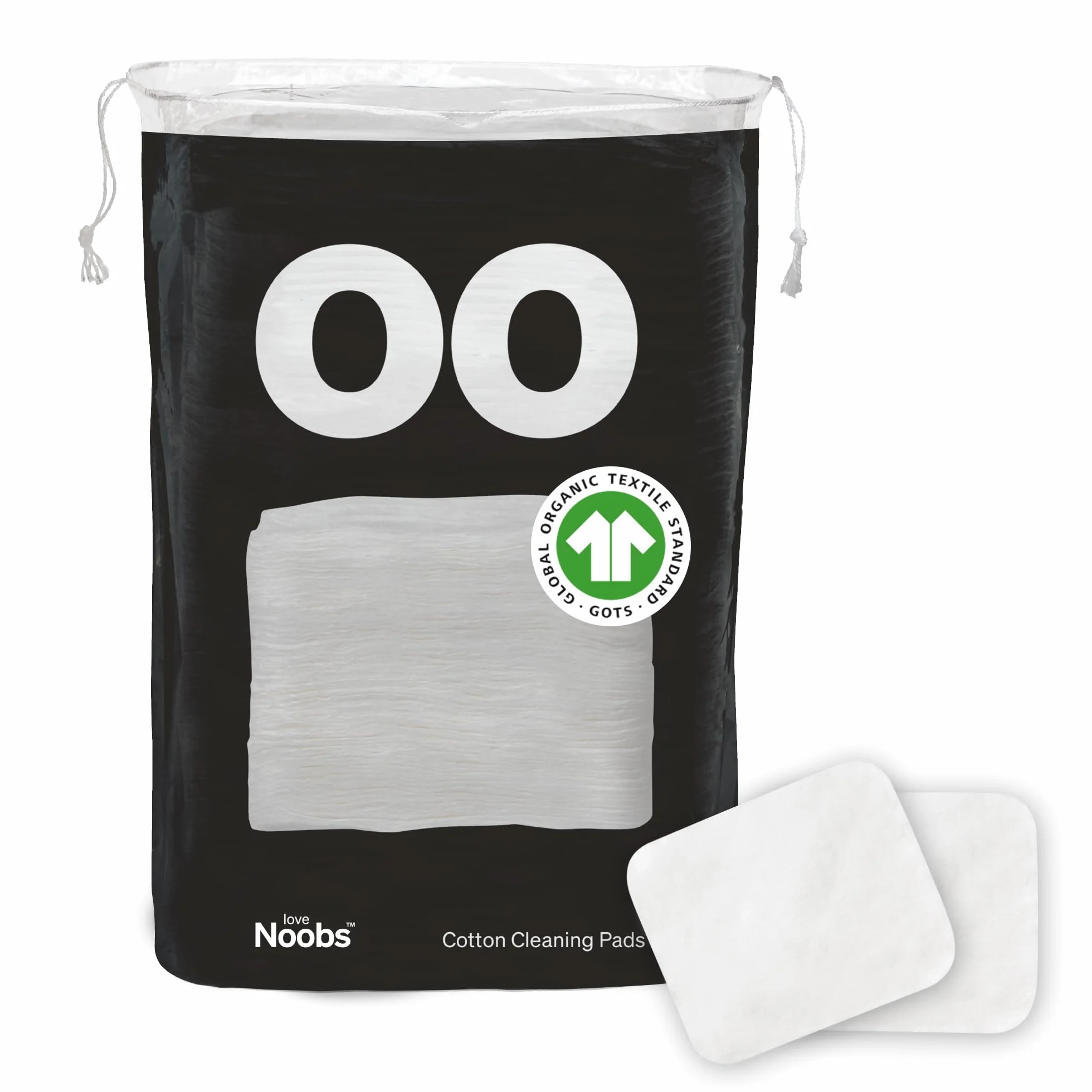 Baby Cotton Pads by Love Noobs - Large Cotton Squares for Sensitive Skin - Disposable Cleansing Wipes - Organic Pads, Pack of 60