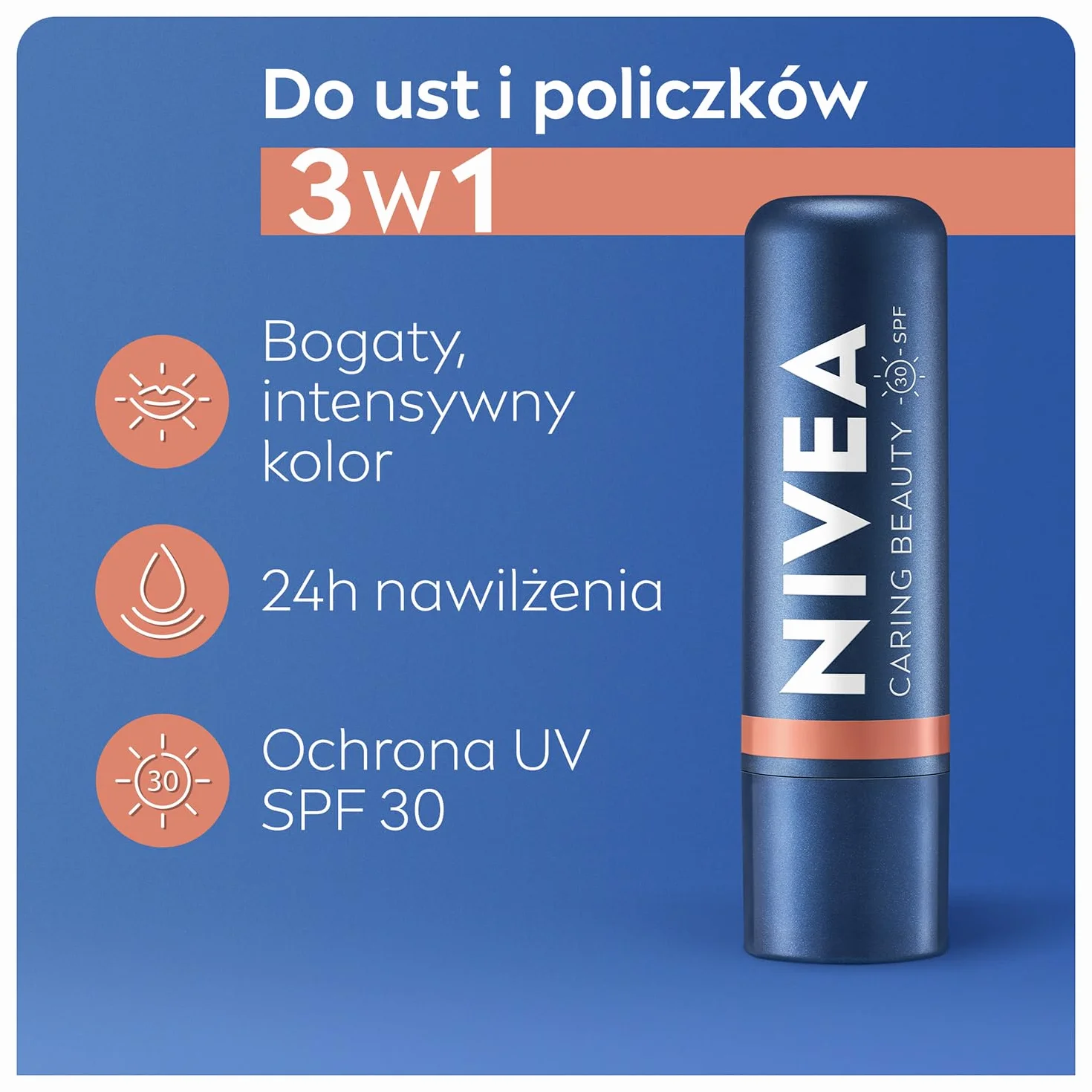 NIVEA Pielęgnująca pomadka do ust Caring Beauty 3w1 Nude 4,8 g