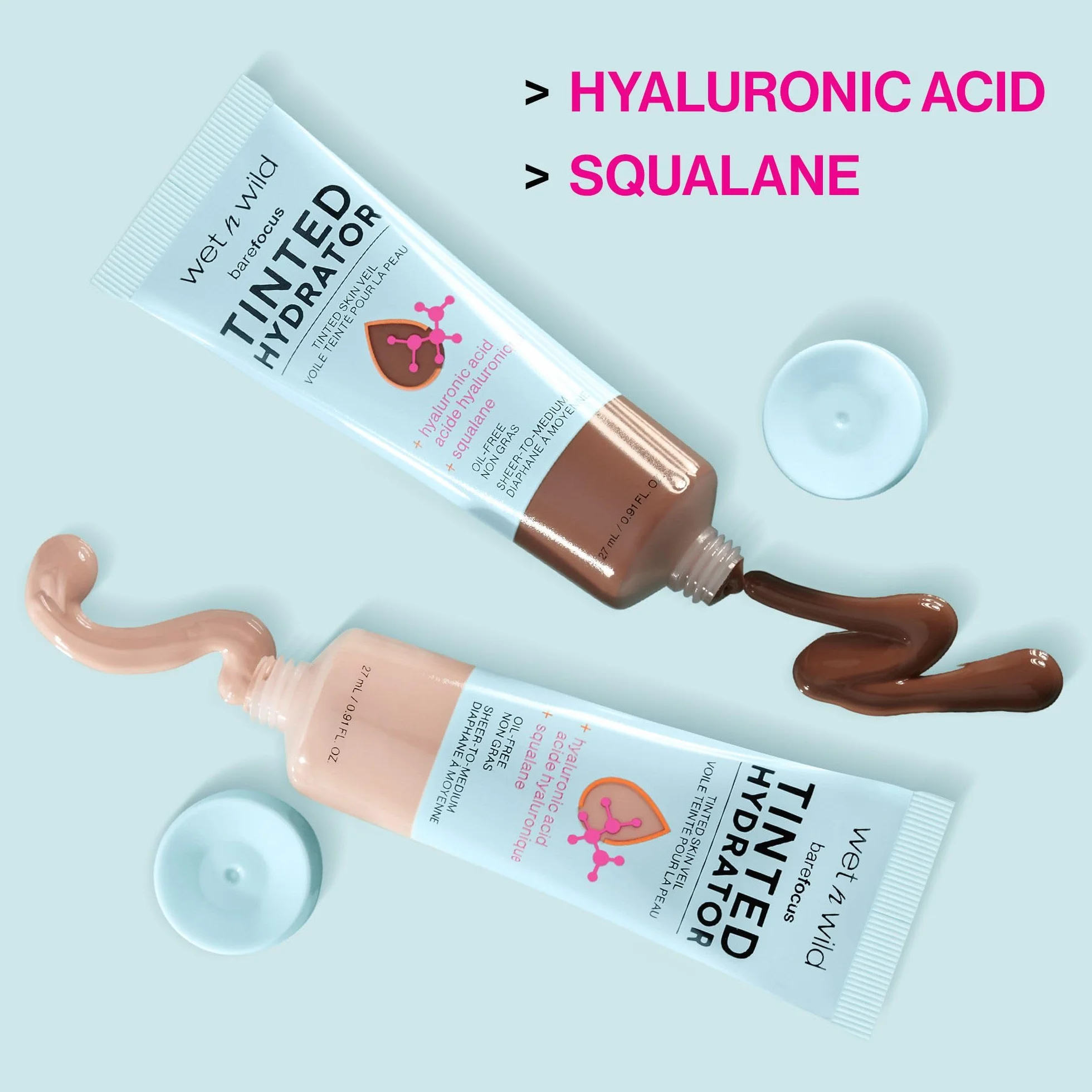 Wet n Wild Bare Focus Kolorowy Hydrator, Nawilżający Krem do Twarzy z Dodatkiem Kwasu Hialuronowego, Delikatne do Średniego Krycie, Pół-Matowe Wykończenie dla Naturalnego Blasku, Jasny Odcień