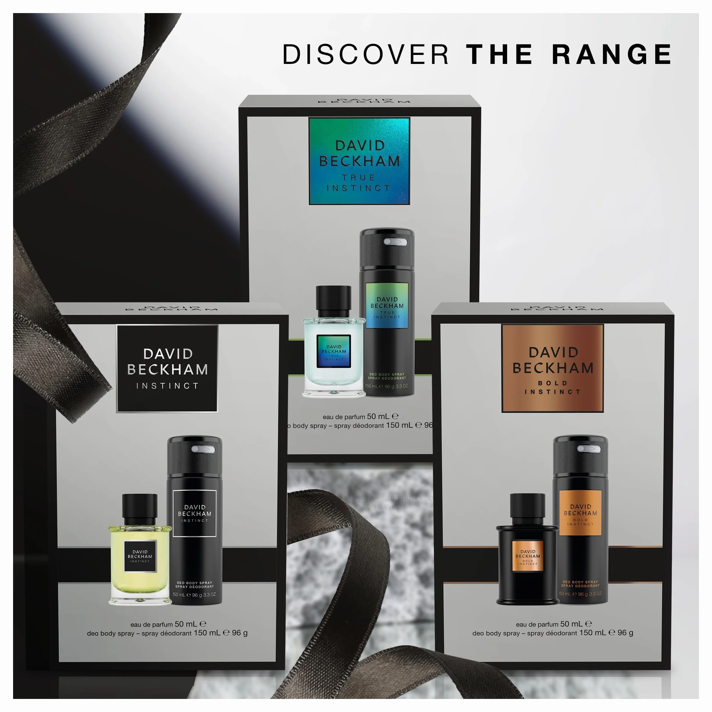David Beckham Instinct dezodorant do ciała w sprayu i żel pod prysznic, zestaw upominkowy dla niego, urzekające perfumy cytrusowe Fougère, 150 ml i 150 ml