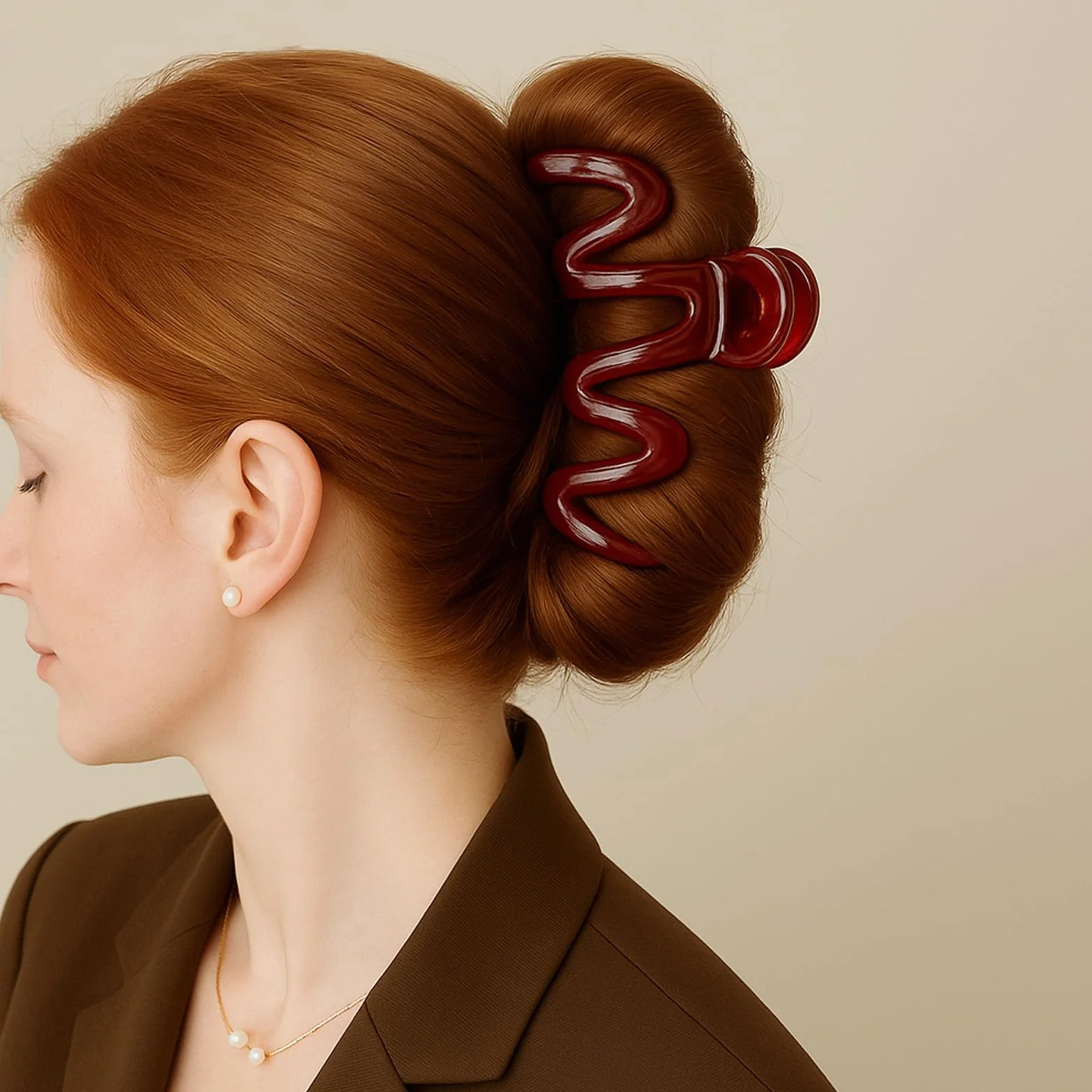 Duże spinki do włosów claw clip 2 sztuki elegancki kolor kakaowy