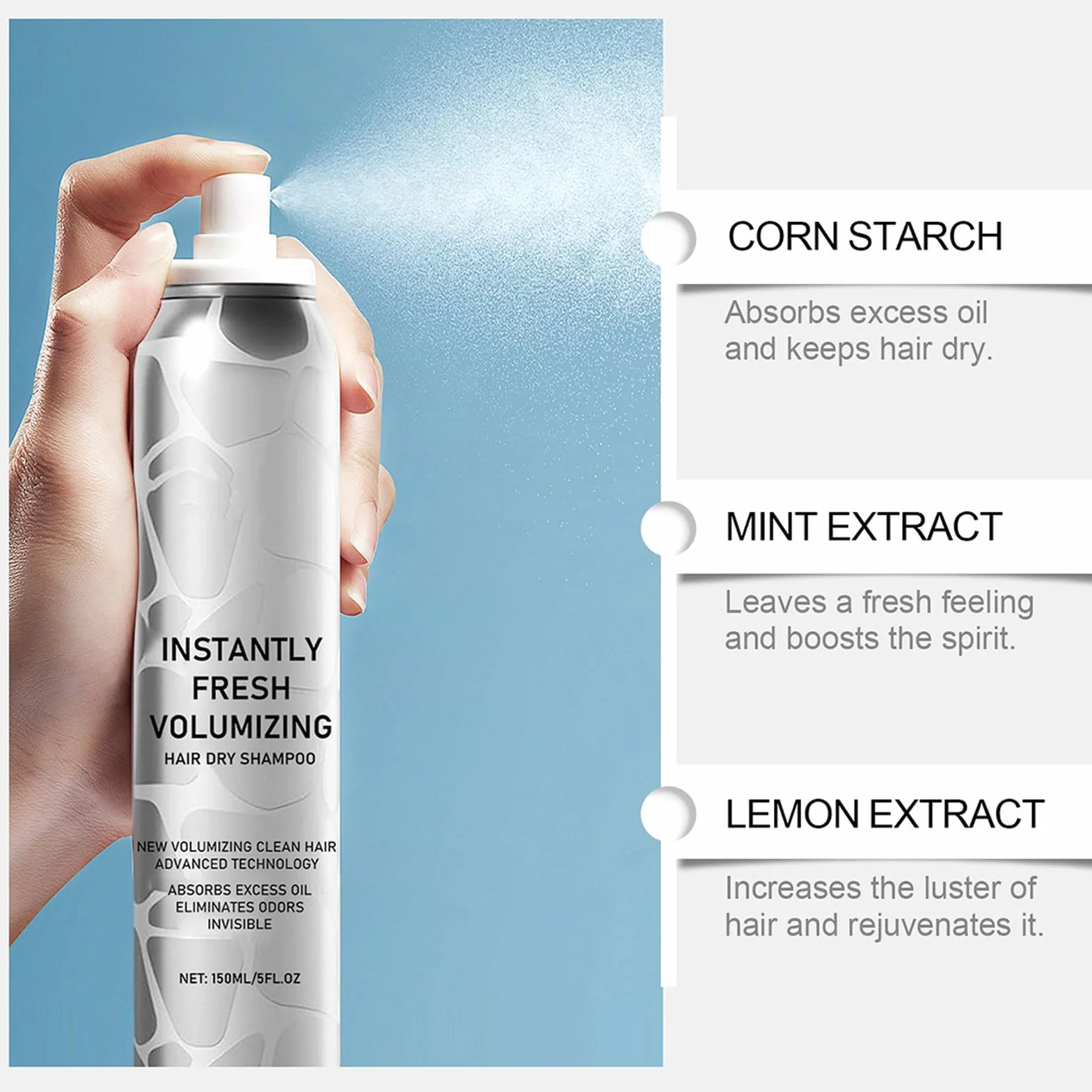 Suchy szampon dla kobiet Instantly Freshes Volumizing Hair Dry Szampon podróżniczy objętość
