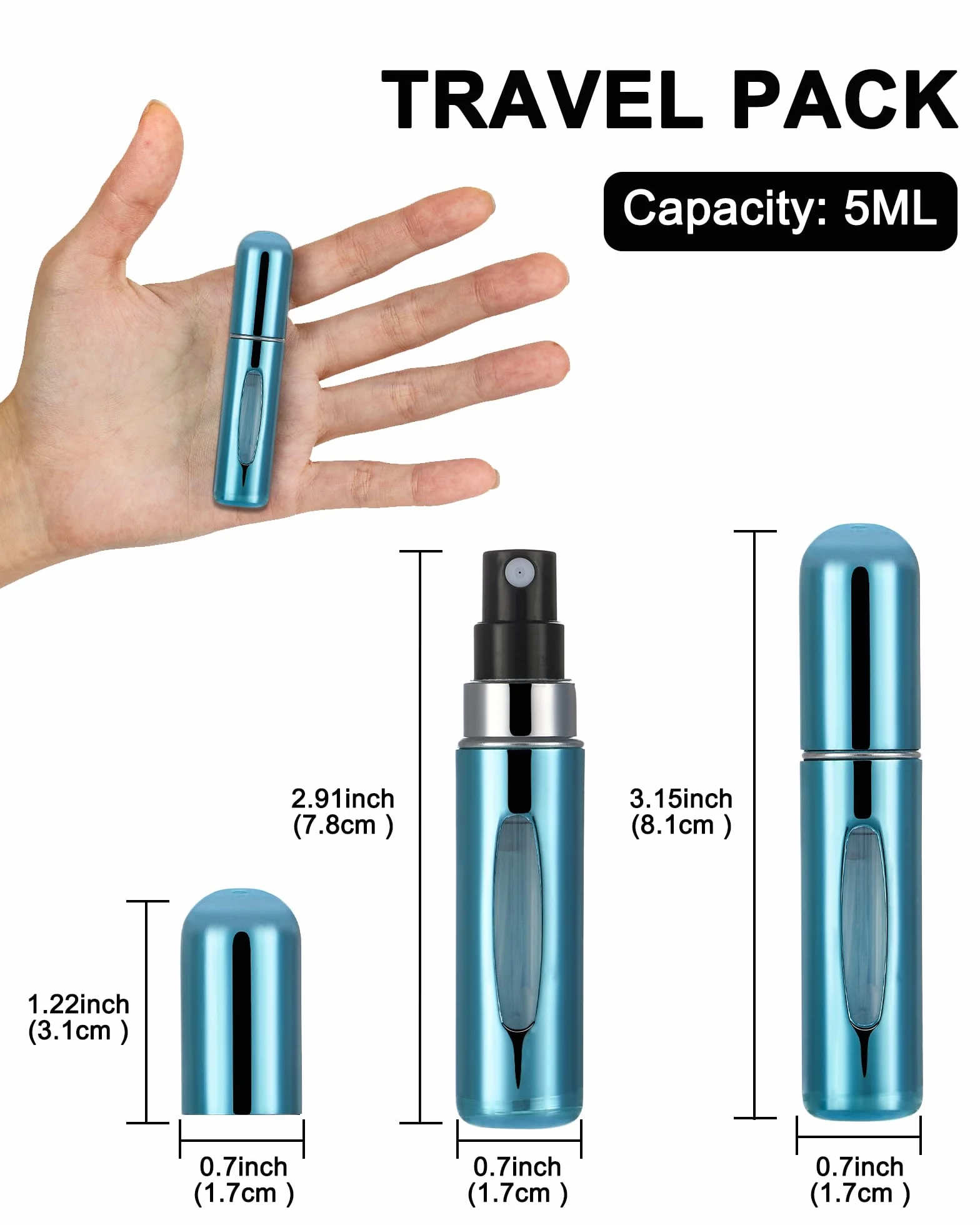 Butelka Perfum 5 Sztuk Rozpylacz 5ml Miniaturowy Przenośny Z Widocznym Poziomem