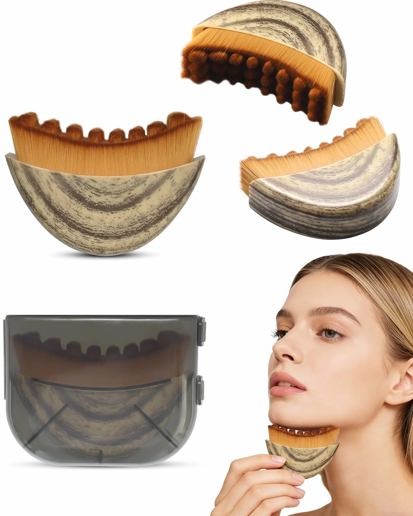 Szczotka do masażu limfatycznego twarzy szczotka do konturu twarzy szczotka na sucho do podbródka i linii żuchwy ergonomiczny design dopasowana do skóry 1 sztuka