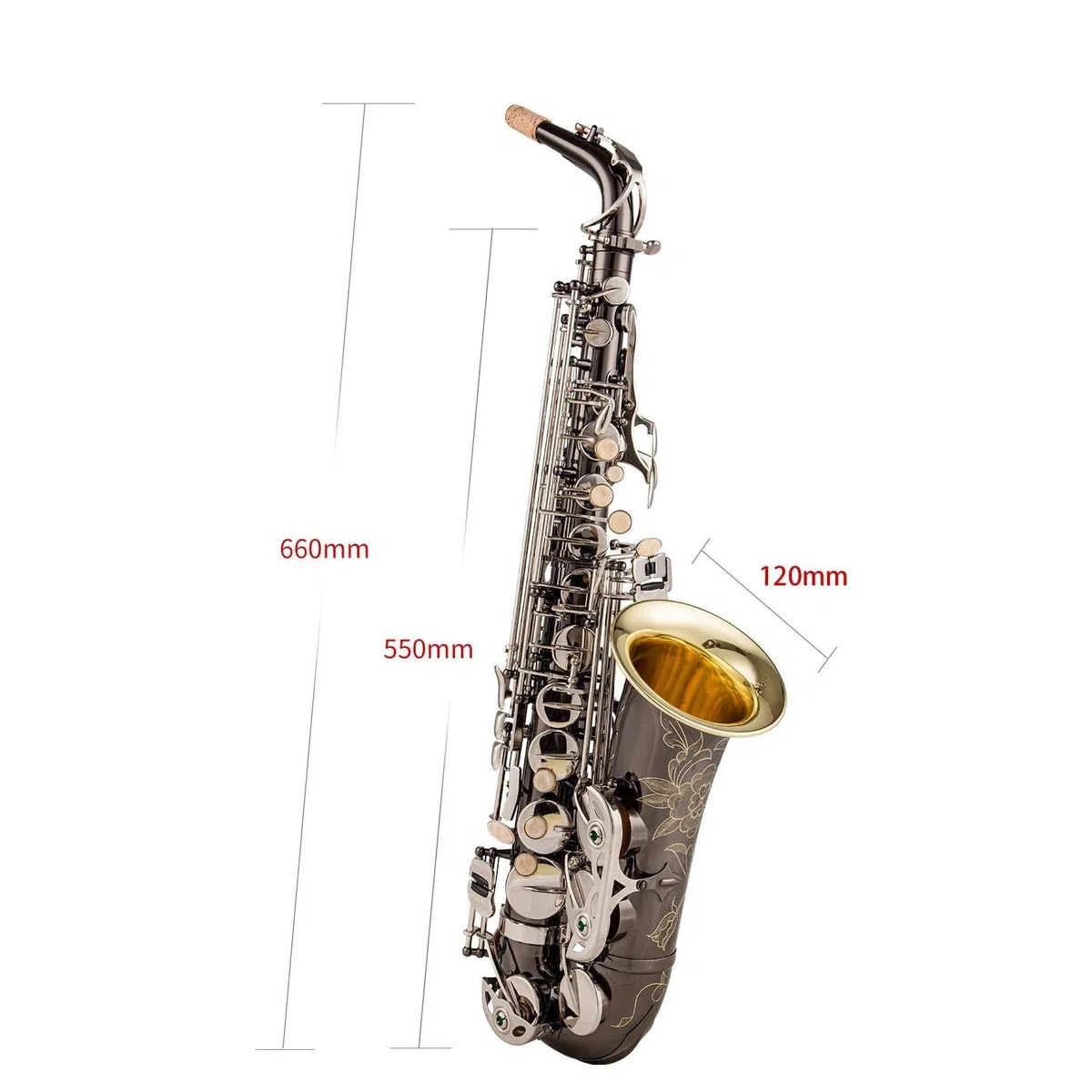 Saksofon Saksofon Altowy I Tenorowy Czarny Niklowy Ustnik Do Saksofonu Srebrny Klucz Reed Neck Akcesoria Do Instrumentów Muzycznych (Color : Alto saxophone)