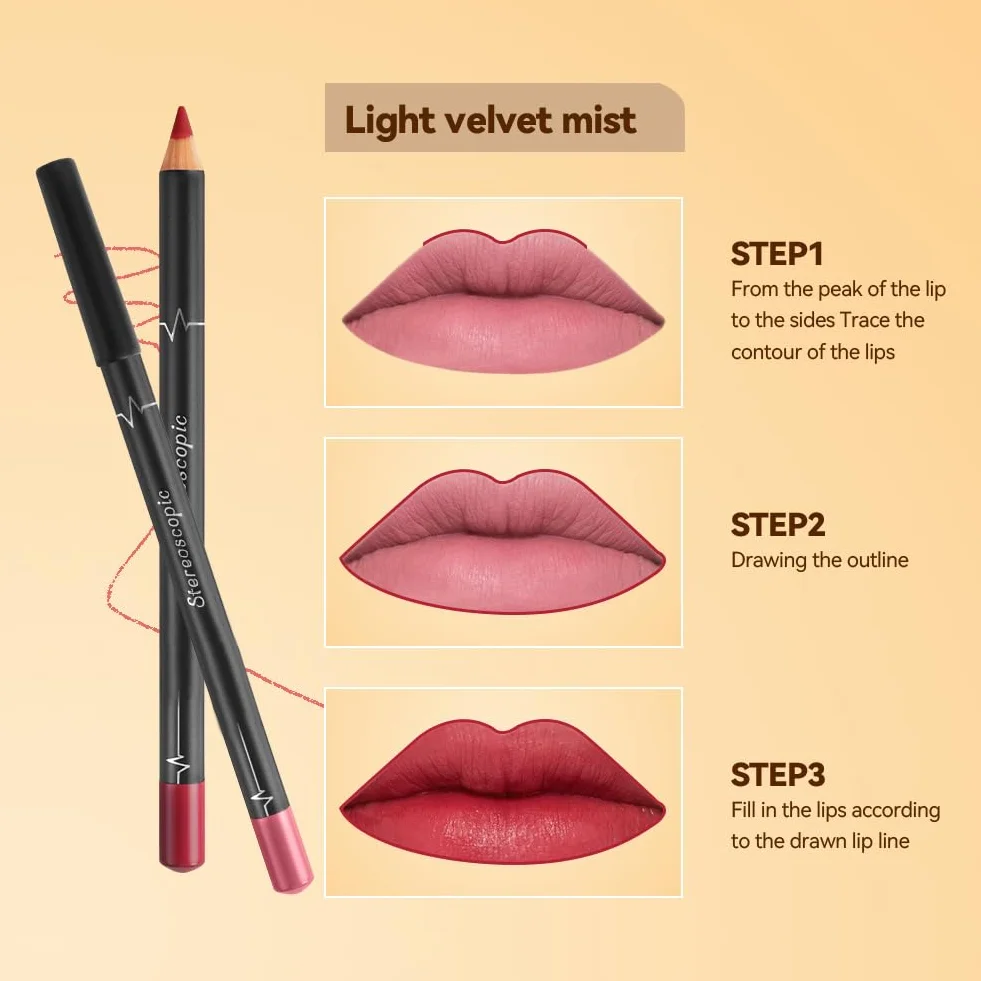 LOPHE Zestaw 12 sztuk konturówek do ust, wodoszczelny matowy lip liner, ołówek do ust nierozmazujący się