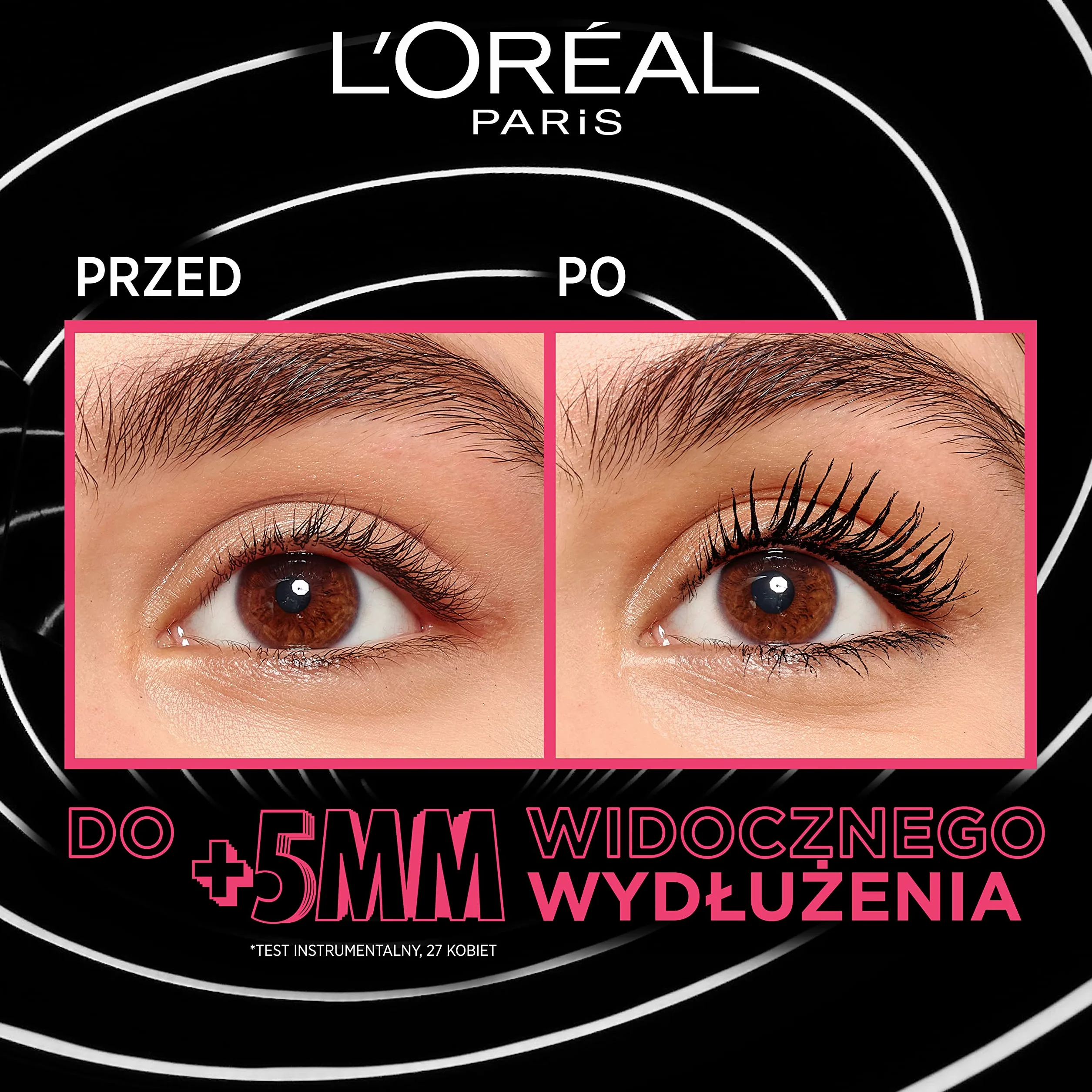 L'Oréal Paris Telescopic Lift Mascara, czarna, długotrwały lifting do 36 godzin, widoczna większa długość rzęs