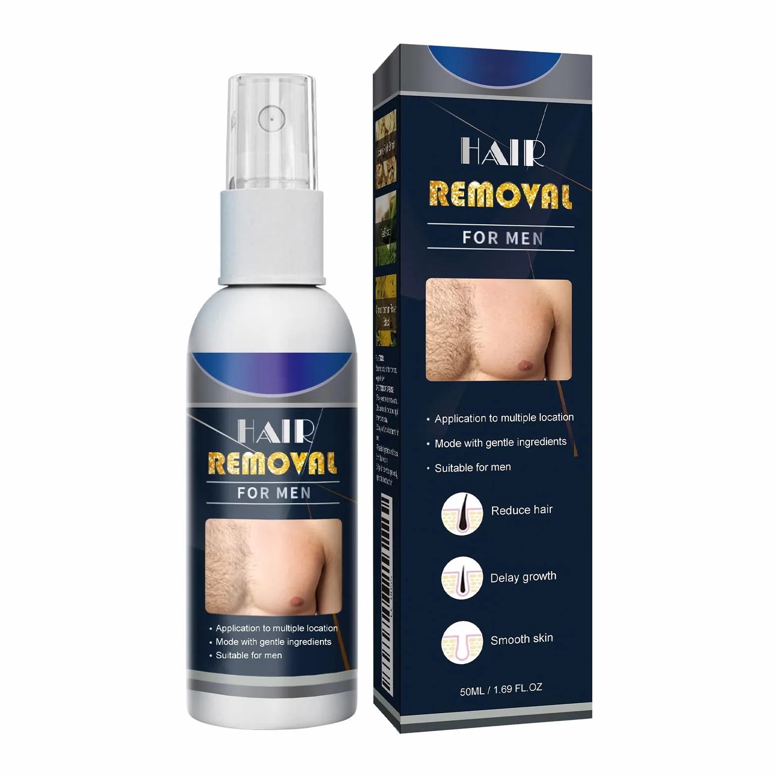Damski półtrwały spray do usuwania włosów, spray do usuwania porostu twarzy, prosty w użyciu, 50 ml, do pach, nóg pod pachami