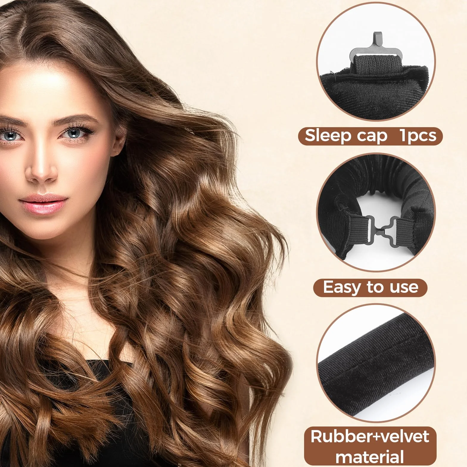 3 sztuki Heatless Curls taśma z czepkiem do spania, Overnight Blowout Rods, beztemperaturowe wałki do włosów na noc, overnight curls, loki, bez wysokiej temperatury, do włosów średnich