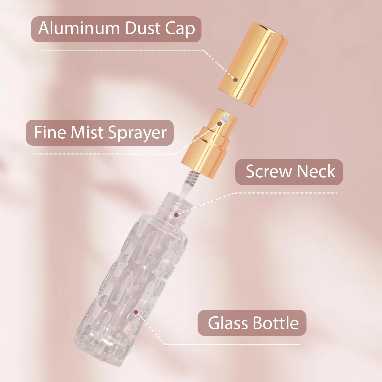 4 Sztuki Podróżny Atomizer do Perfum Wielokrotnego Napełniania 10 ml, Szklana Butelka na Perfumy, Przenośny Rozpylacz do Perfum, Mini Dekanter Zapachowy do Torebki (Złoty)