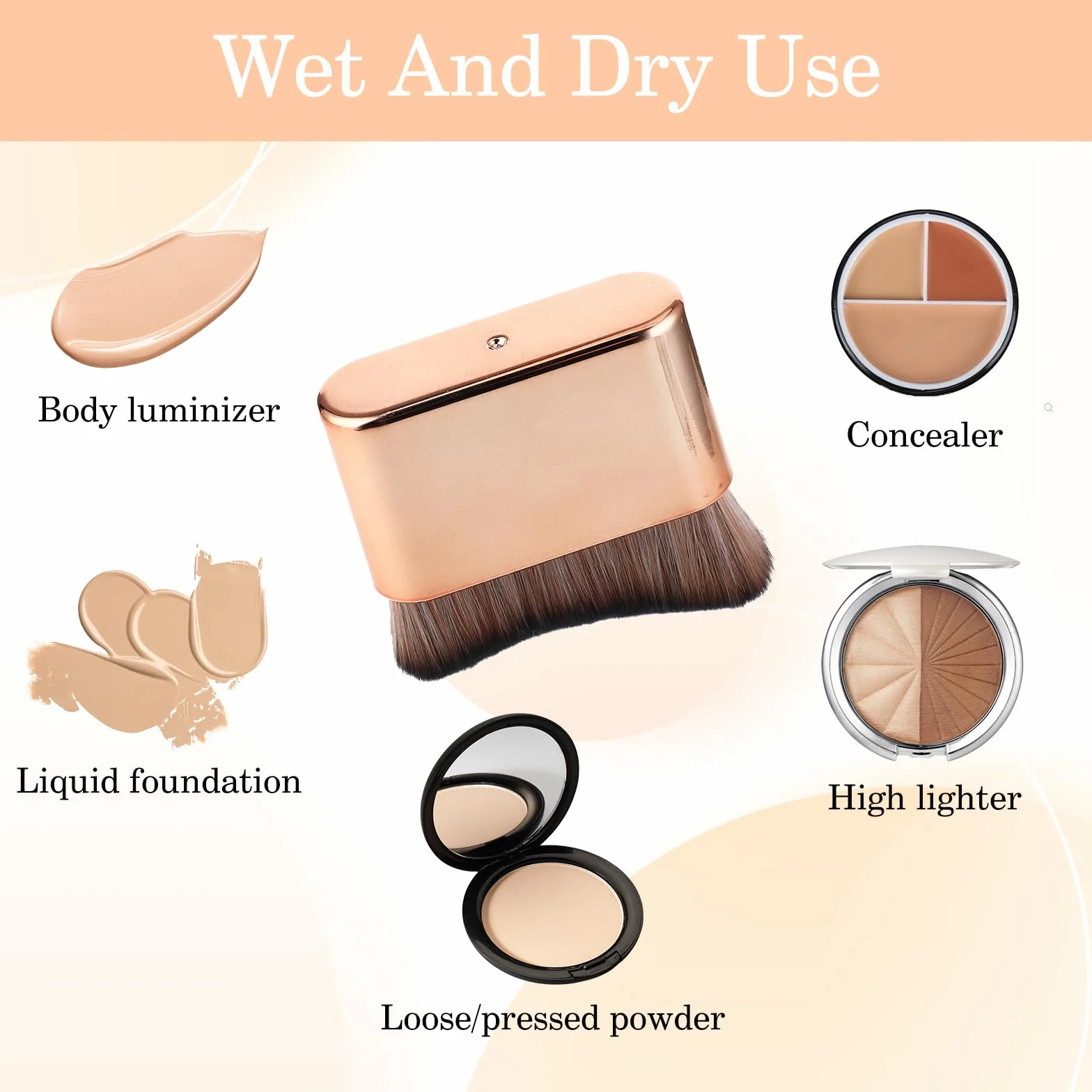 Duży pędzel Kabuki samoopalający do ciała i twarzy Makijaż, podkład do różu Shadow Bronzer