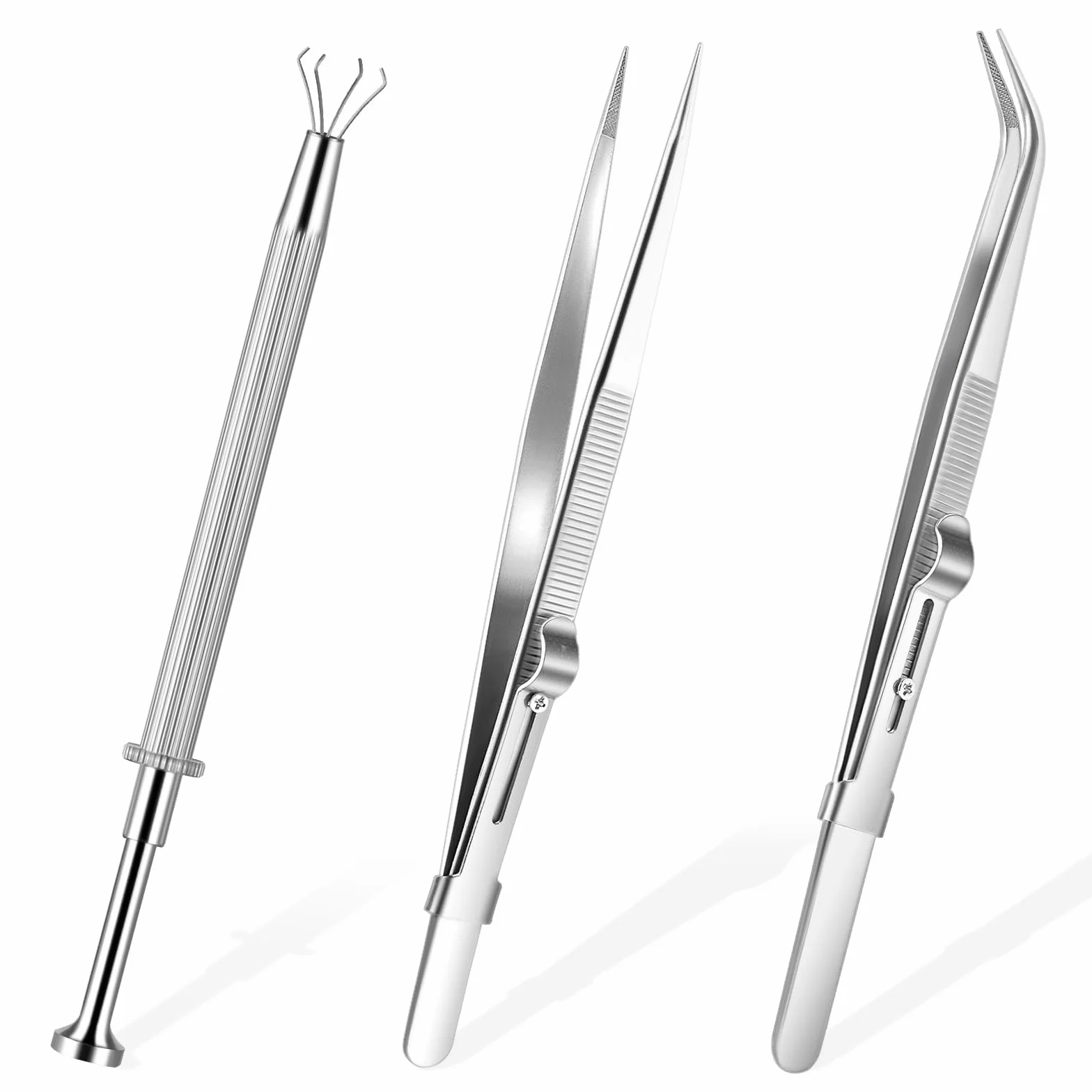 Ouligay Szczypce do piercingu, 3 sztuki, narzędzie do pick up, kulki, koniec pęsety, do kamieni, biżuterii, pereł