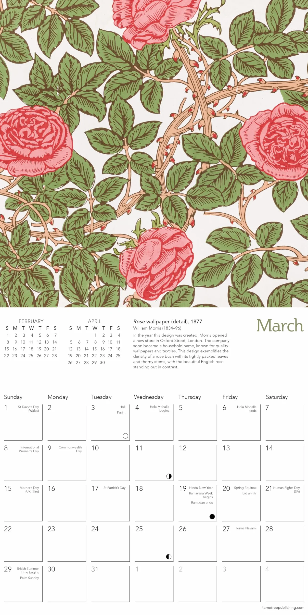 William Morris Gallery Mini Wall Calendar 2026 (Art Calendar)