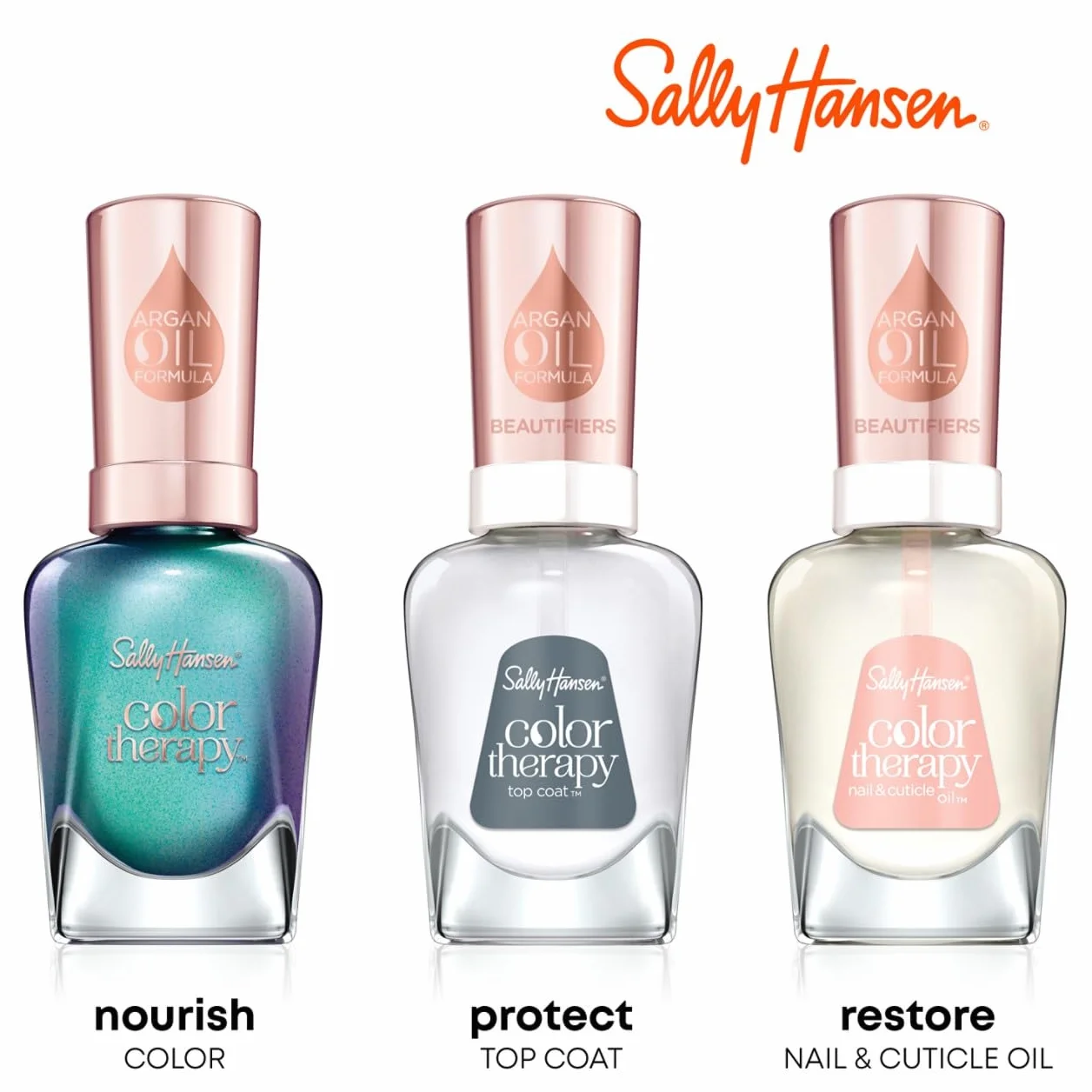 Sally Hansen, Lakier do paznokci Color Therapy Nail Beautifiers, High Gloss Top Coat, przezroczysty lakier do paznokci