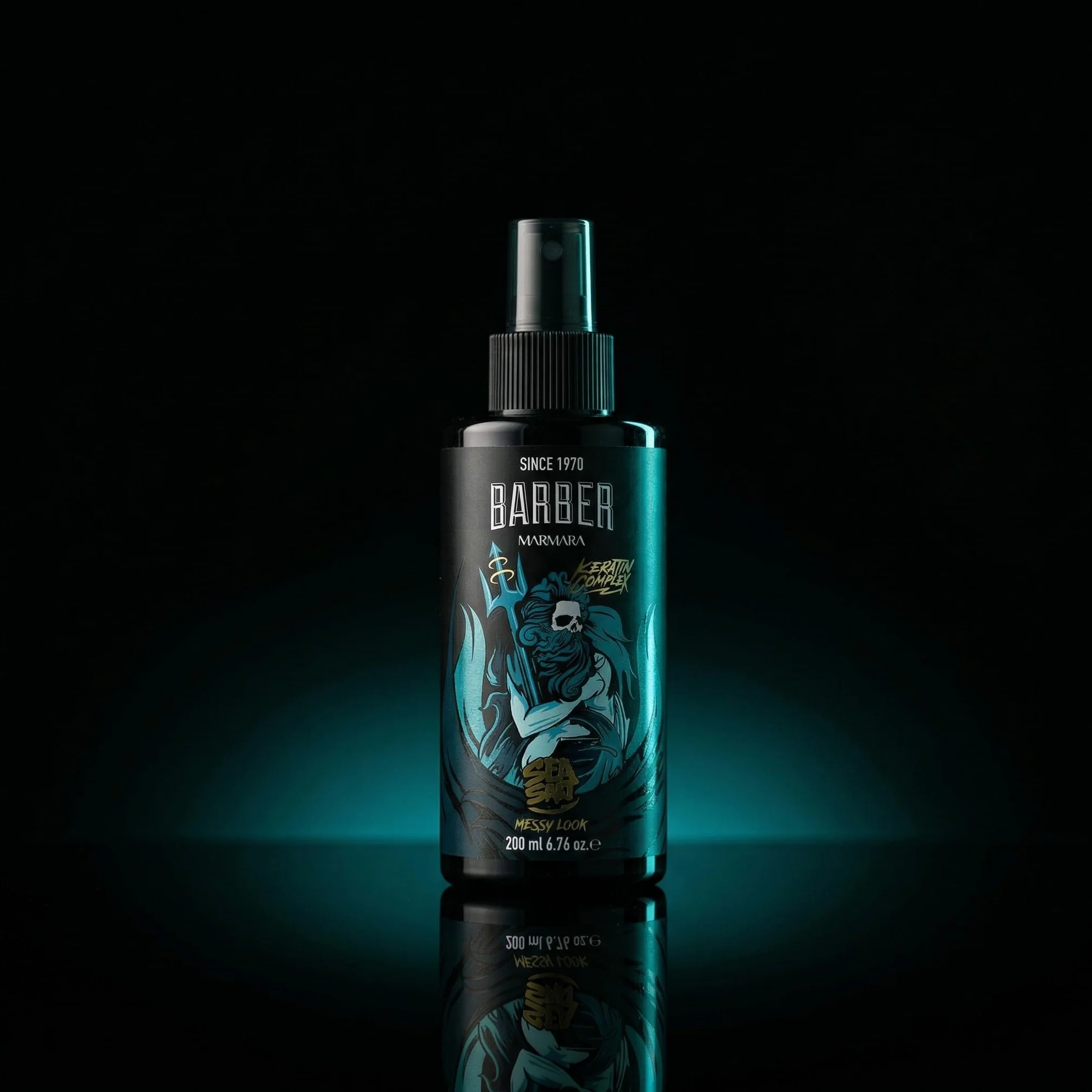 Barber Marmara Spray z solą morską Poseidon 200ml do stylizacji męskich włosów, tekstura, objętość, matowe wykończenie, fale plażowe z aloesem i keratyną.