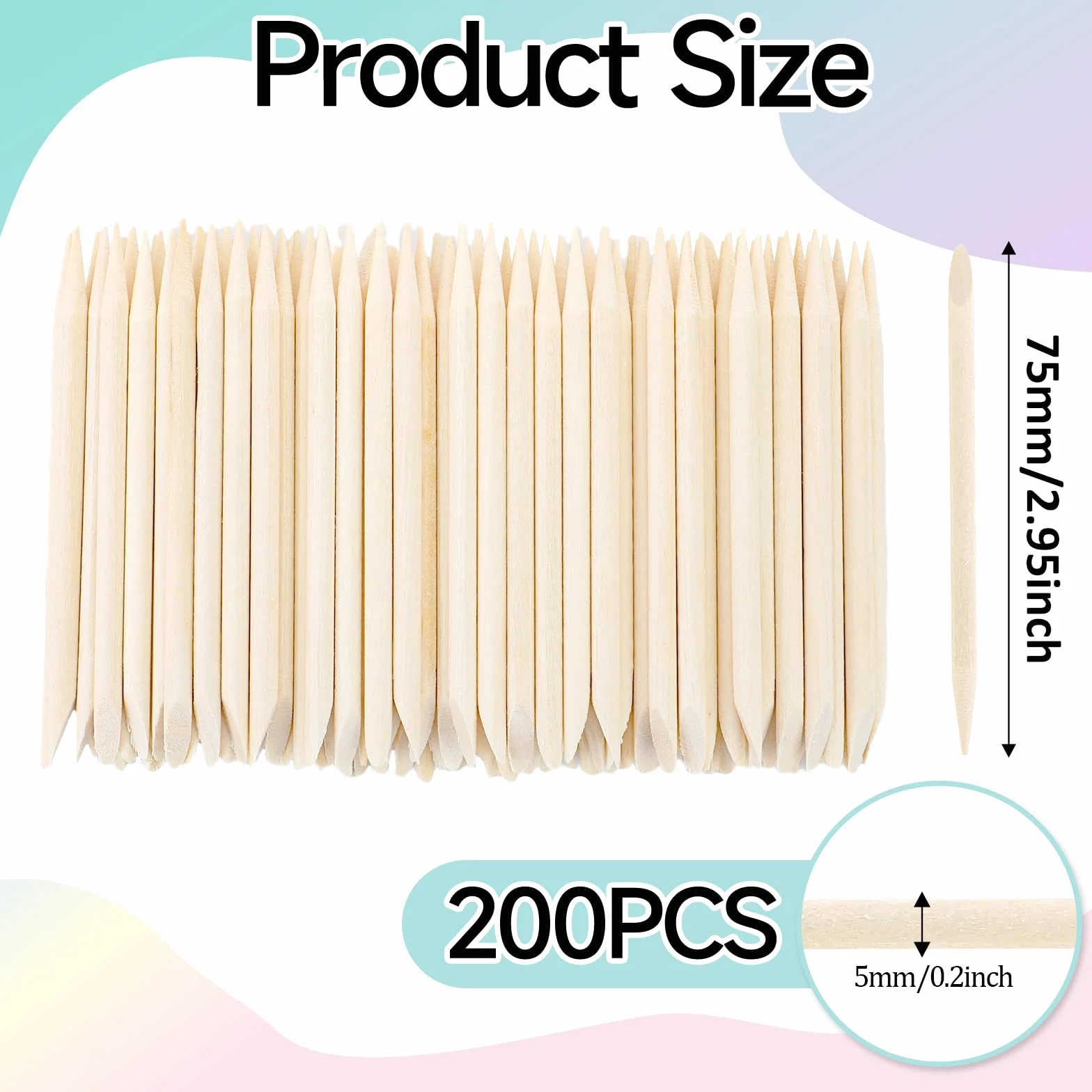 cobee 200 szt. pomarańczowych patyczków do paznokci, 7,6 cm, wielofunkcyjne, do skórek, szlifowania, manicure, pedicure, narzędzie do manicure i pedicure
