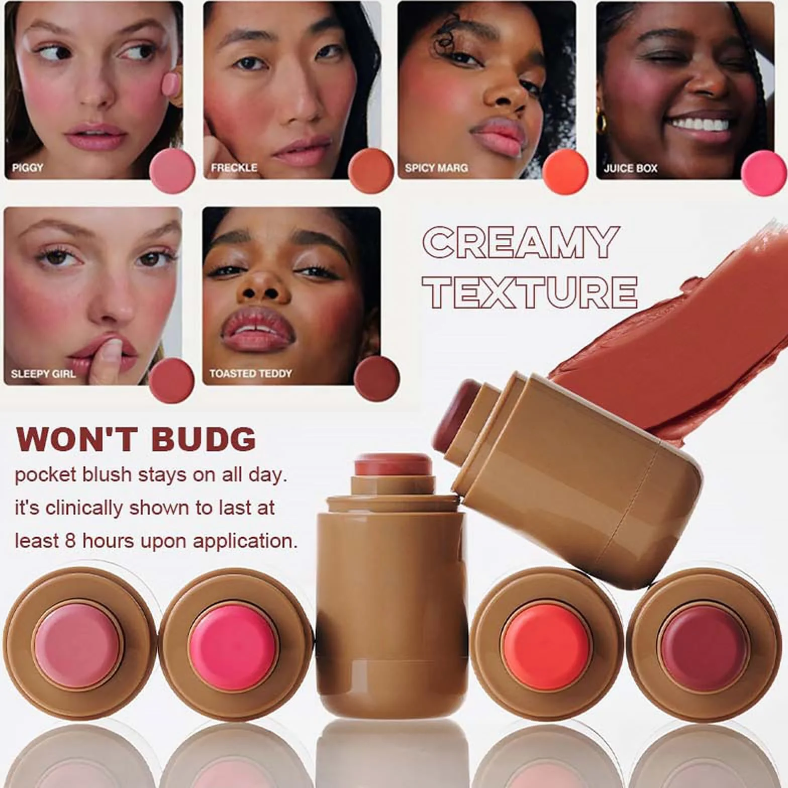 Pocket Blush Stick – matowy, gładki, intensywny kolor, kremowy róż, do policzków i ust – naturalne i świecące wykończenie, długi czas noszenia, dla kobiet i dziewcząt (05 Sleep Girl, 1 szt.)