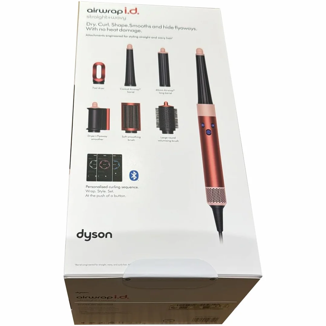 Dyson Airwrap i.d. Multi-Styler and Dryer Straight+Wavy HS08 - Bluetooth Enabled - for Perfect Curls (Strawberry Bronze/Blush Pink)