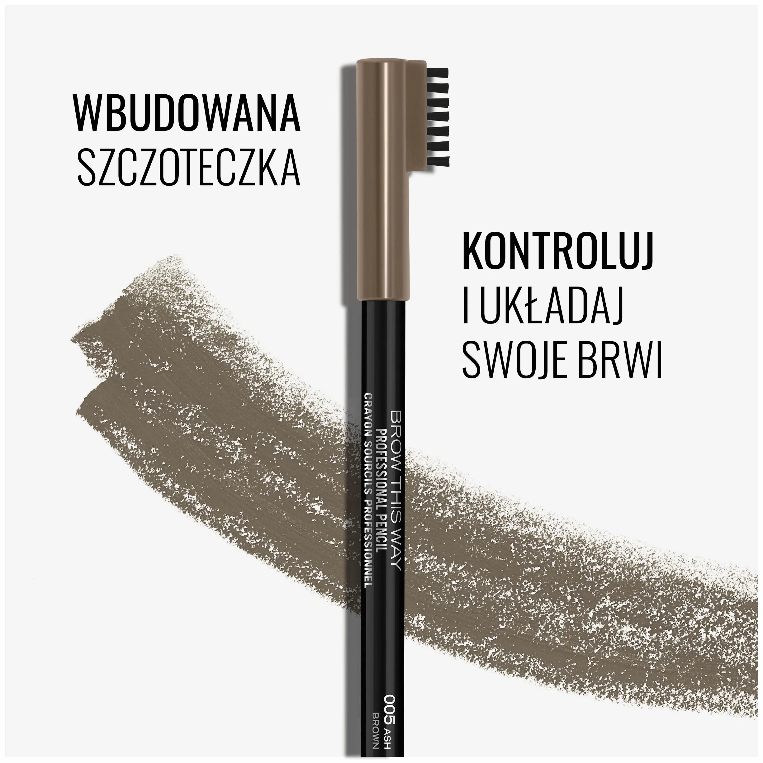Rimmel Brow This Way Professional Kredka do Brwi z Grzebykiem, 005 - Ash Brown, 4 g