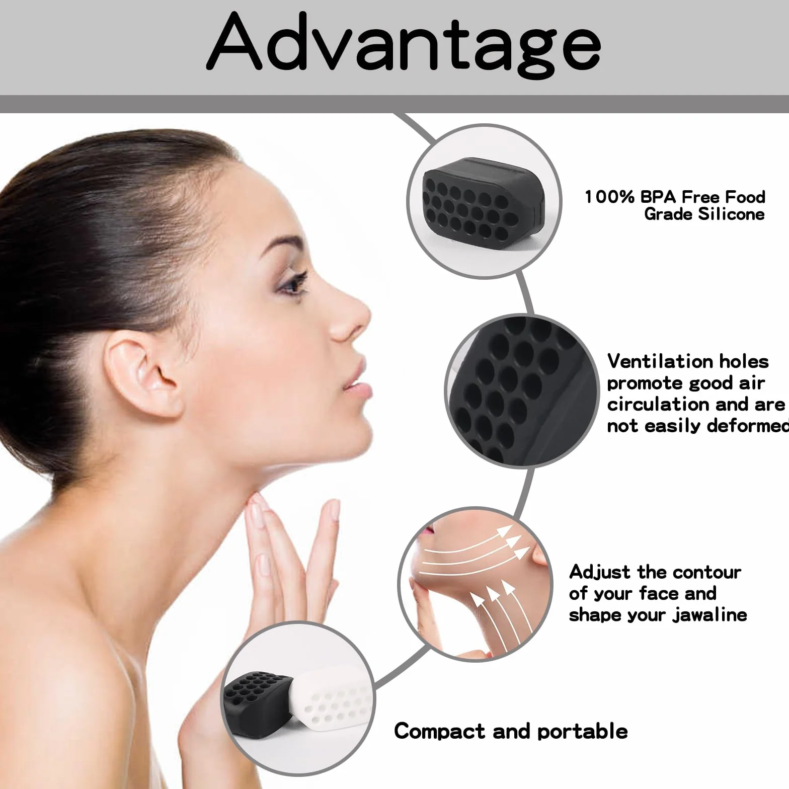 Jawline Trainer 10 sztuk gumy do żucia, do treningu szczęk, piłka fitness do mięśni twarzy, urządzenie tonujące do twarzy dla mężczyzn i kobiet (czarny + biały)