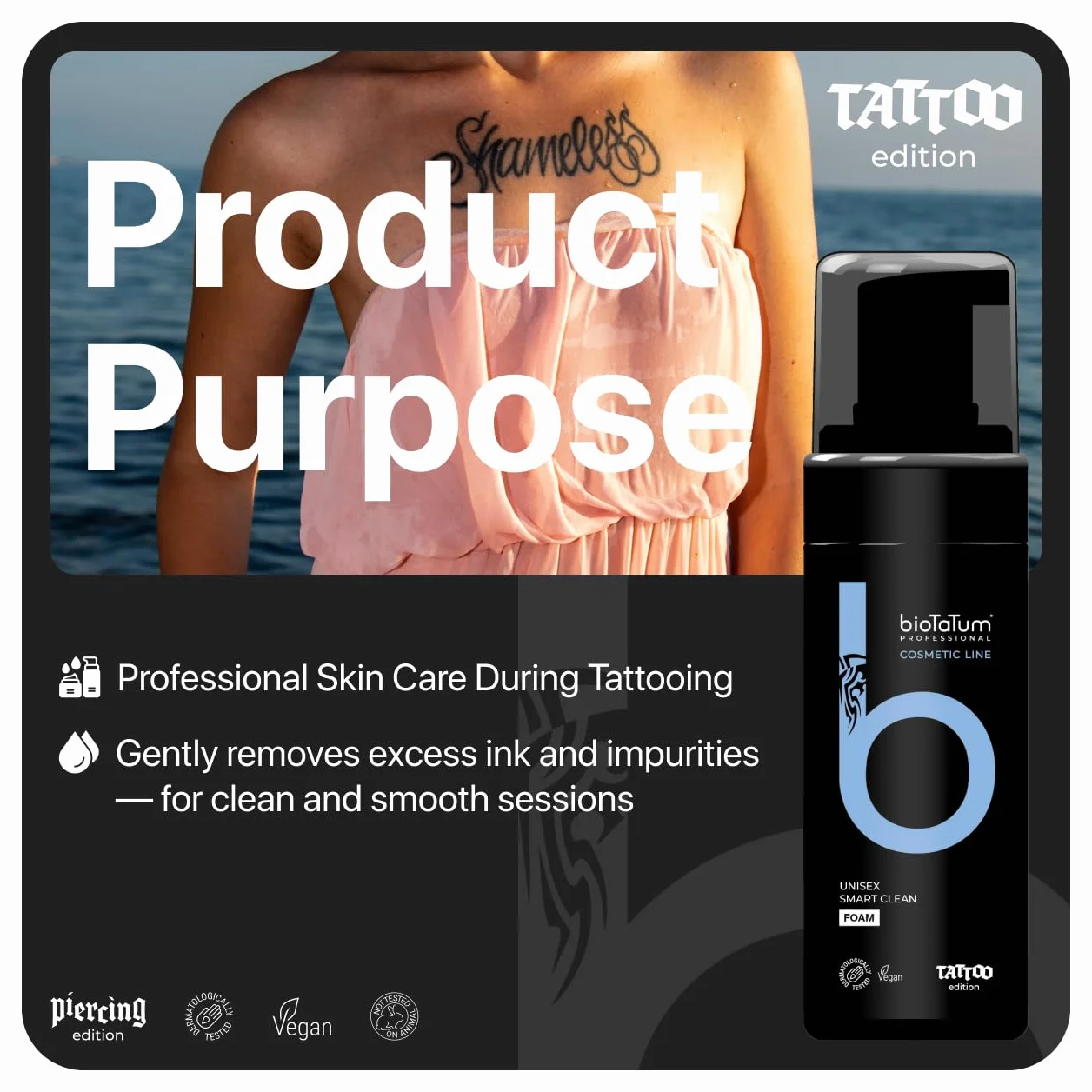 Pianka czyszczenia tatuaży Unisex - Tattoo Aftercare For Skin - Profesjonalne mycie tatuaży - Roztwór do czyszczenia tatuaży w celu uniknięcia kłucia lub podrażnienia skóry