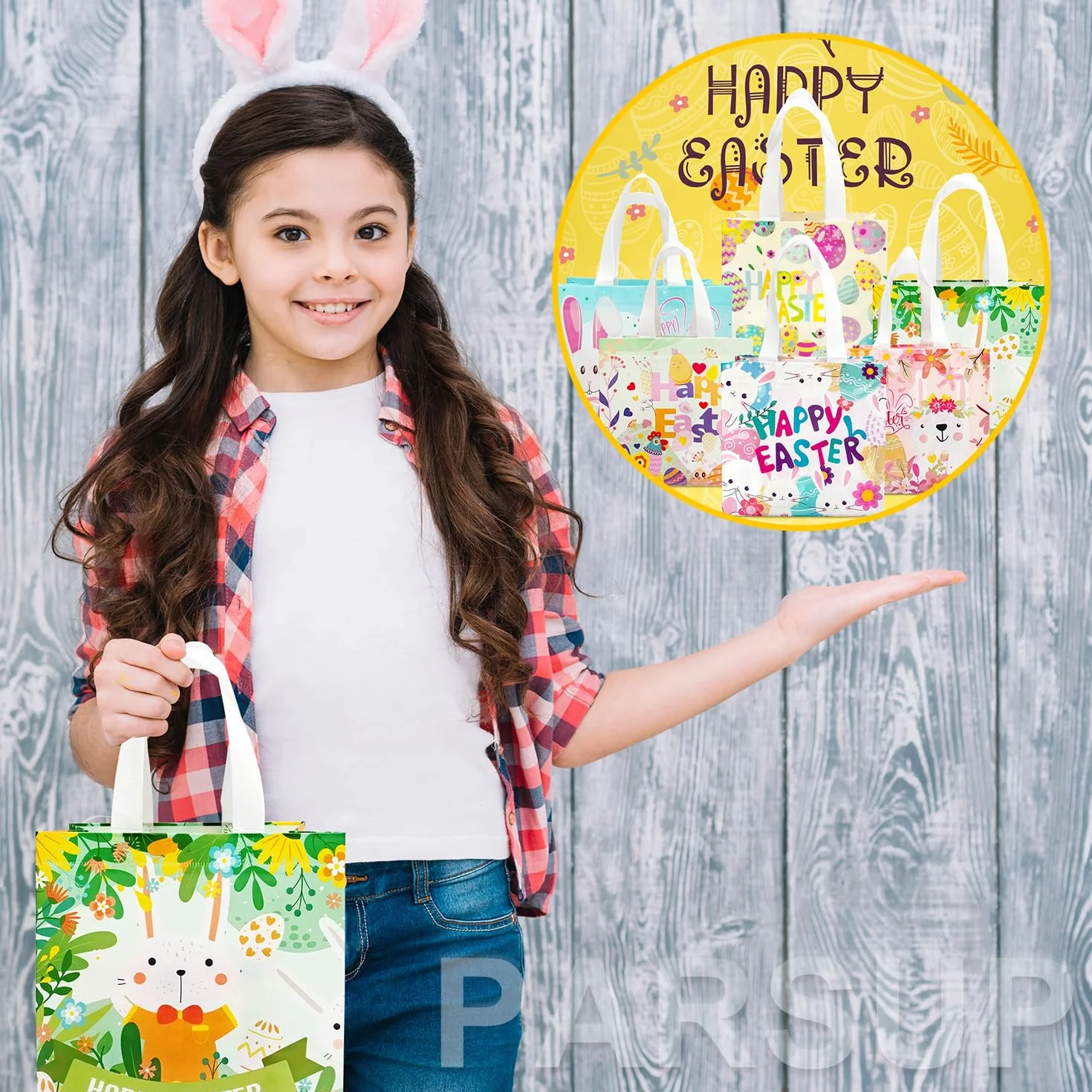12 szt. Happy Easter Egg Hunt, różne rozmiary, króliczek, marchewka, kurczak, jajko, torebki na prezenty, torby na smakołyki, nietkane torby wielkanocne do pakowania prezentów, polowanie na jajka,