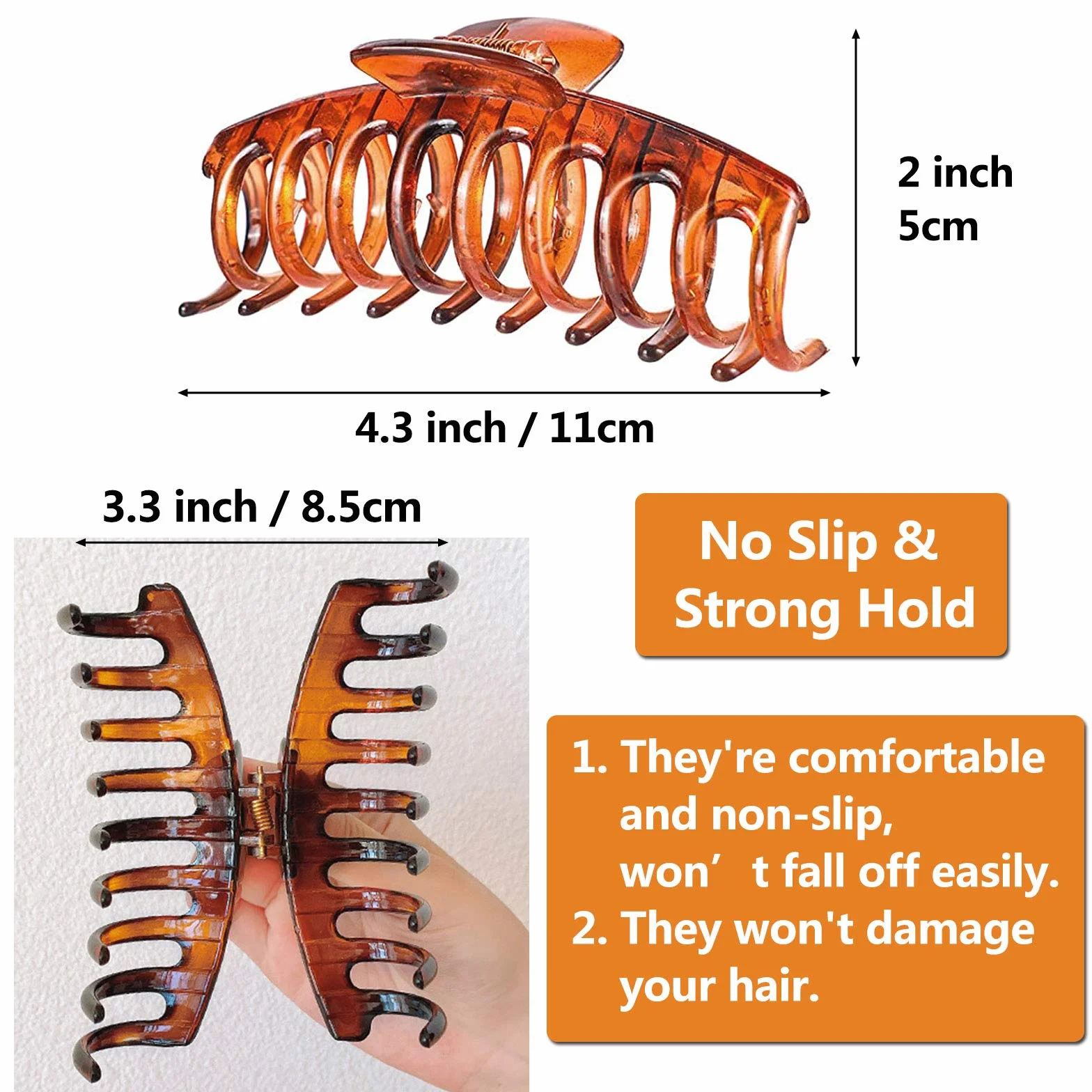 Plastikowe spinki do włosów, 10 cm, duże spinki do włosów, antypoślizgowe, duże zaciski bananowe, mocne trzymanie, akcesoria do stylizacji włosów dla kobiet, dziewcząt, czarne, brązowe, przezroczyste