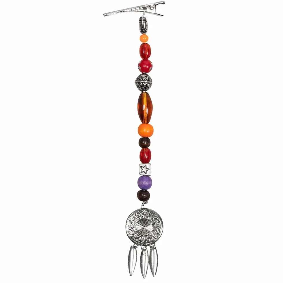 Boland 47127 – klips do włosów piracki, spinka do włosów z perłami i amuletem, ozdoba do włosów, pirat, koresponer, indiański, karnawał, ostatki, impreza tematyczna, Halloween