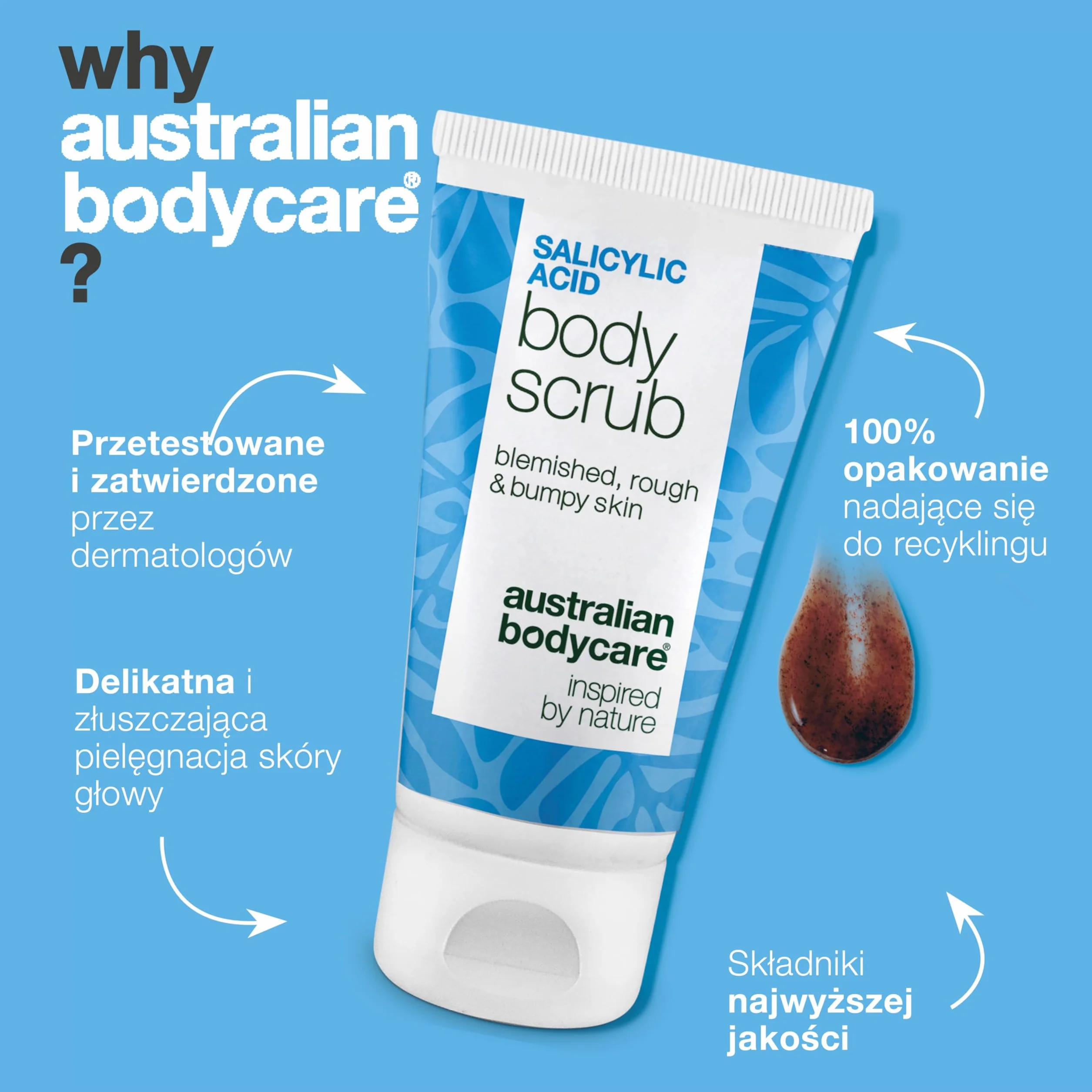 Peeling do ciała z kwasem salicylowym na trądzik, zaskórniki i niedoskonałości 50 ml