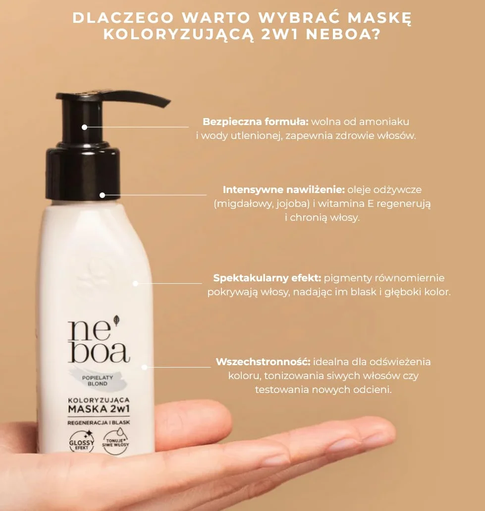 Neboa maska koloryzującą 2w1 Jasny Popielaty Blond 100 ml TONER DO WŁOSÓW