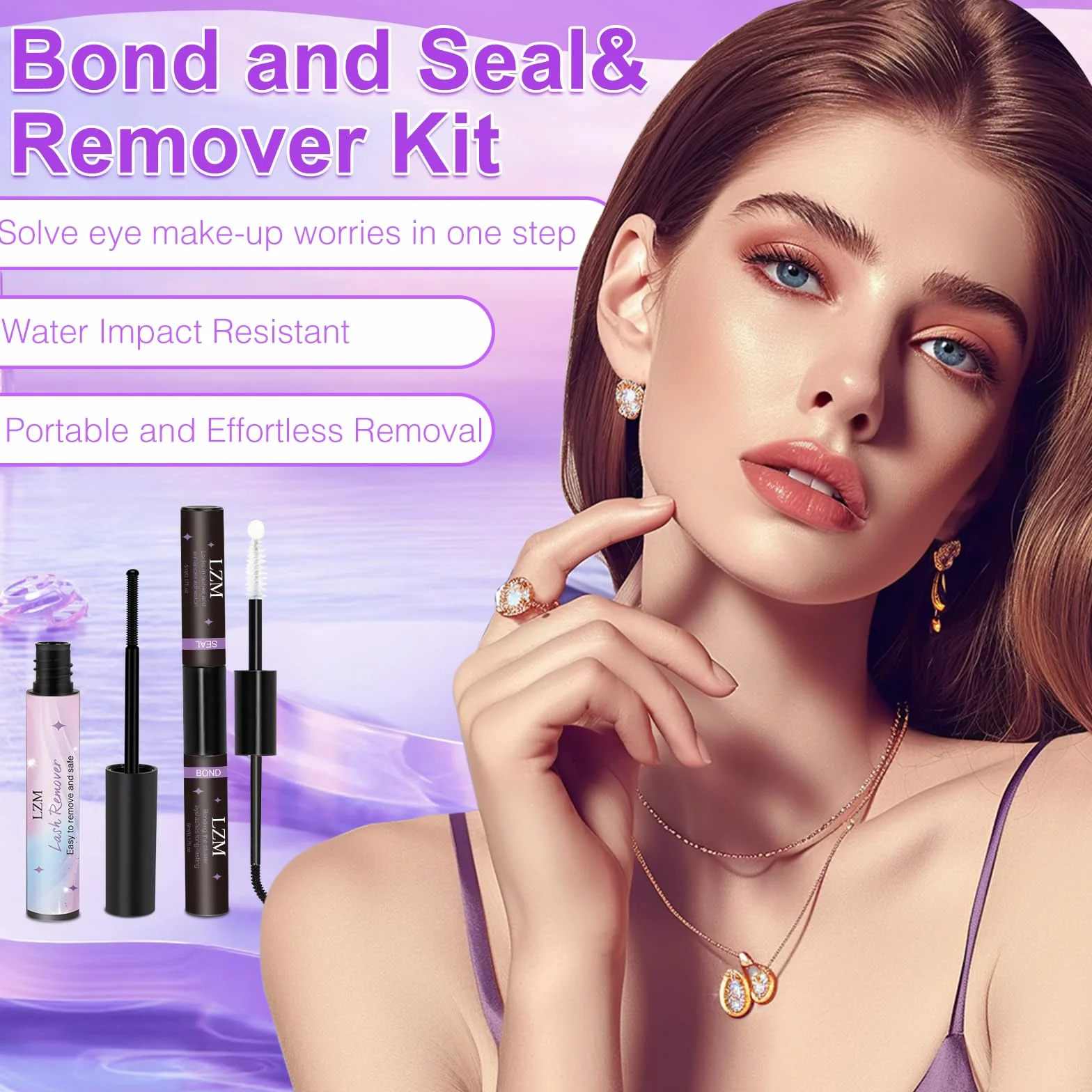 LZM Lash Bond and Seal DIY Klej do rzęs Cluster, trwały i wodoodporny 2 w 1 Nadaje się do kleju Cluster, bez pozostałości, Naturalne kleje do indywidualnego przedłużania sztucznych rzęs