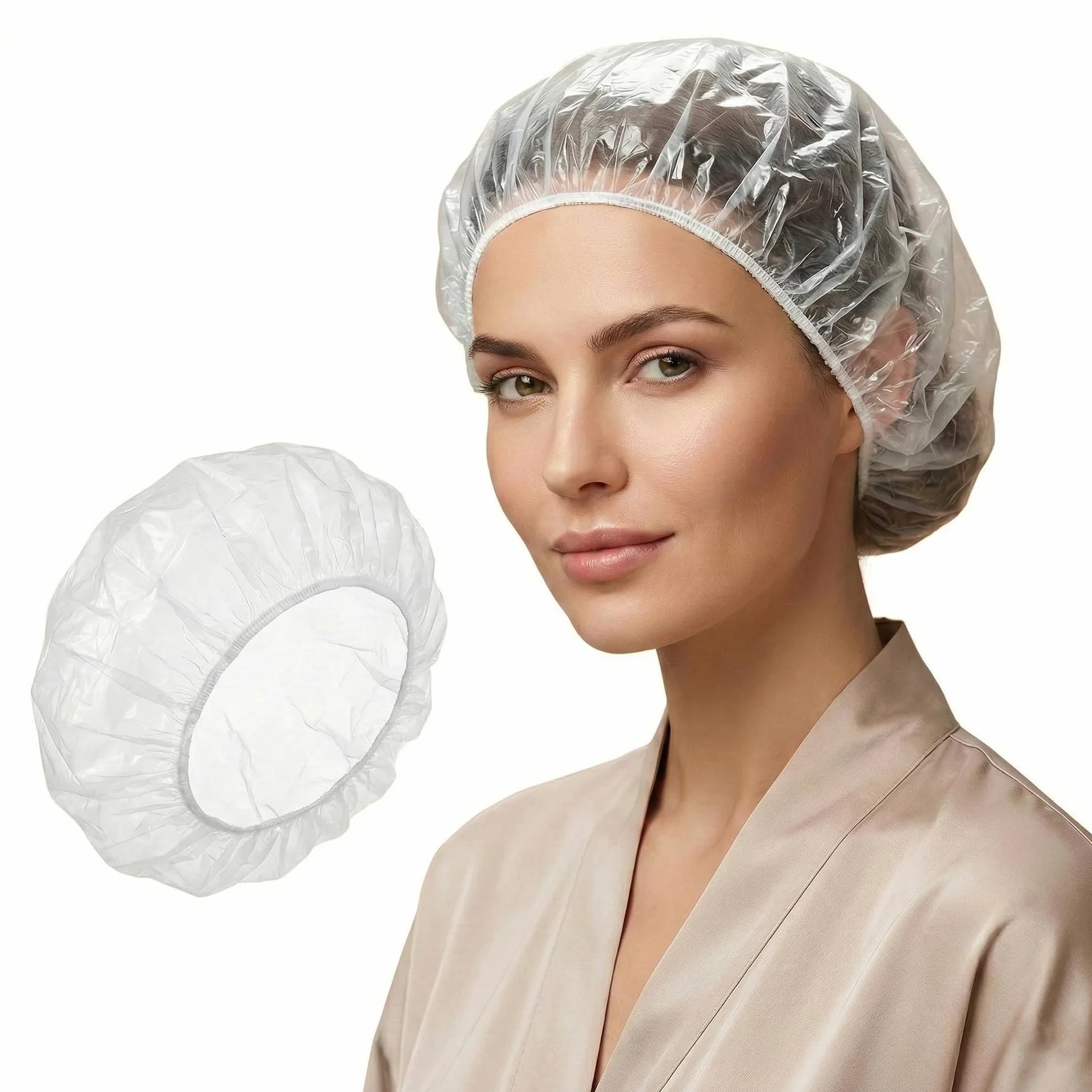 100 sztuk jednorazowych czepków prysznicowych bardzo duże 49 cm wodoodporne czepki do włosów dla kobiet mężczyzn ochrona do kąpieli, salonu, spa, gotowania, domu i podróży większe niż standardowe 40