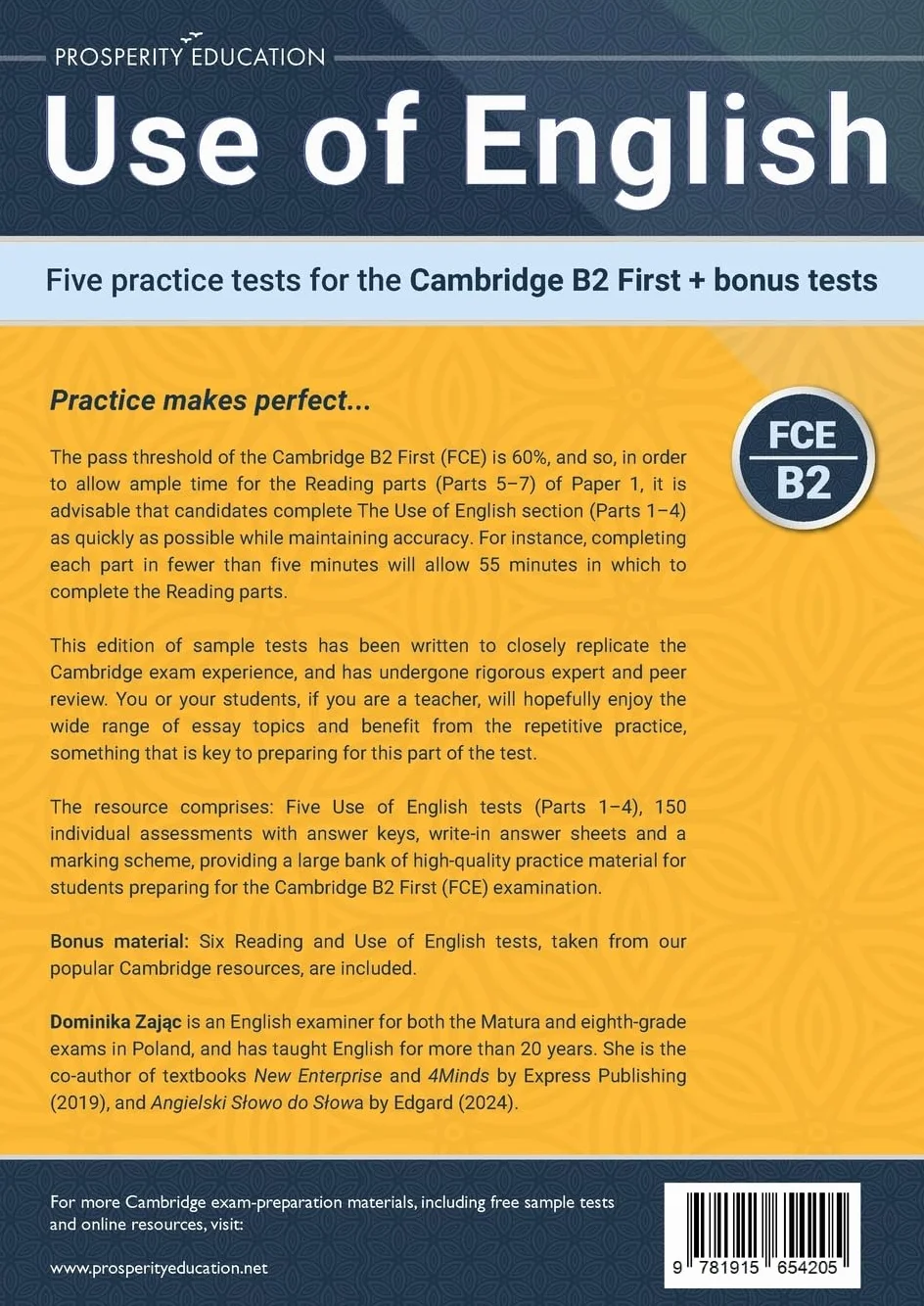 Use of English: Five practice tests for the Cambridge B2 First + bonus tests
