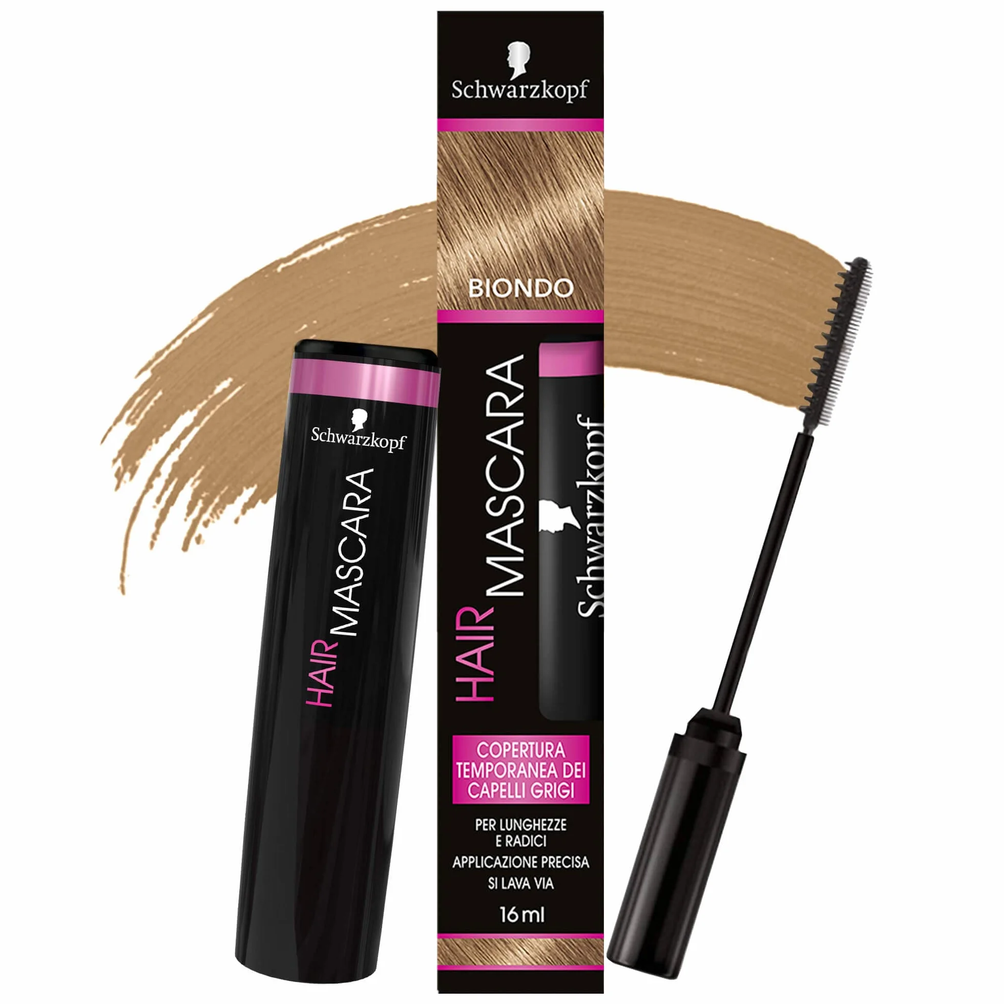 Schwarzkopf Tusz do rzęs, tymczasowy tusz do rzęs, tymczasowa szara osłona włosów, kolor blond, 15 ml, 16 ml, 1