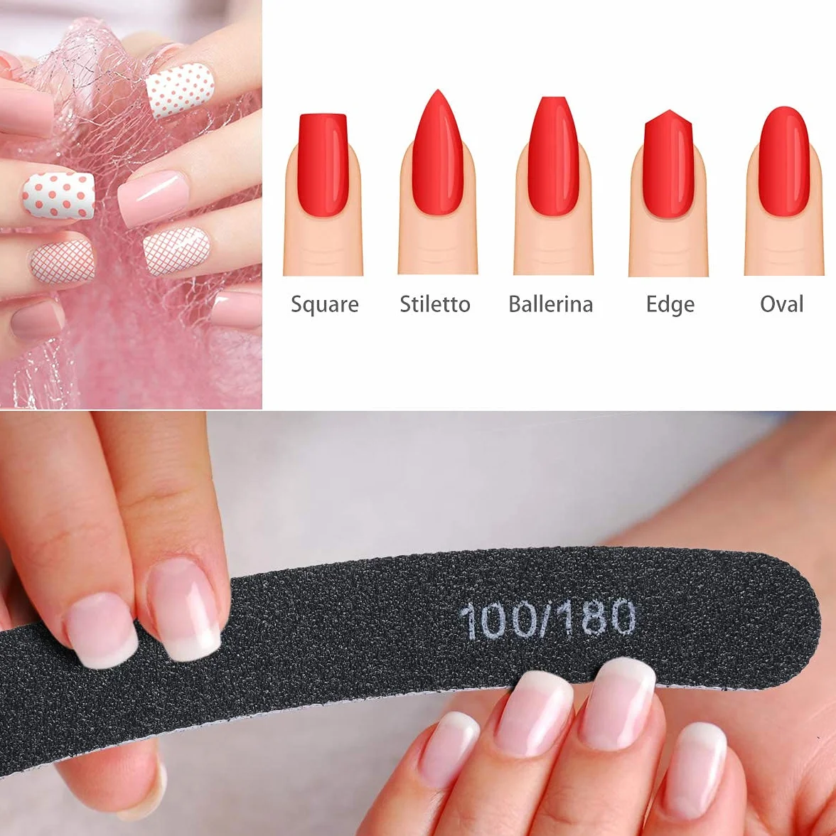 Profesjonalny pilnik do paznokci 15 szt. dwustronny ziarna 100/180 do manicure