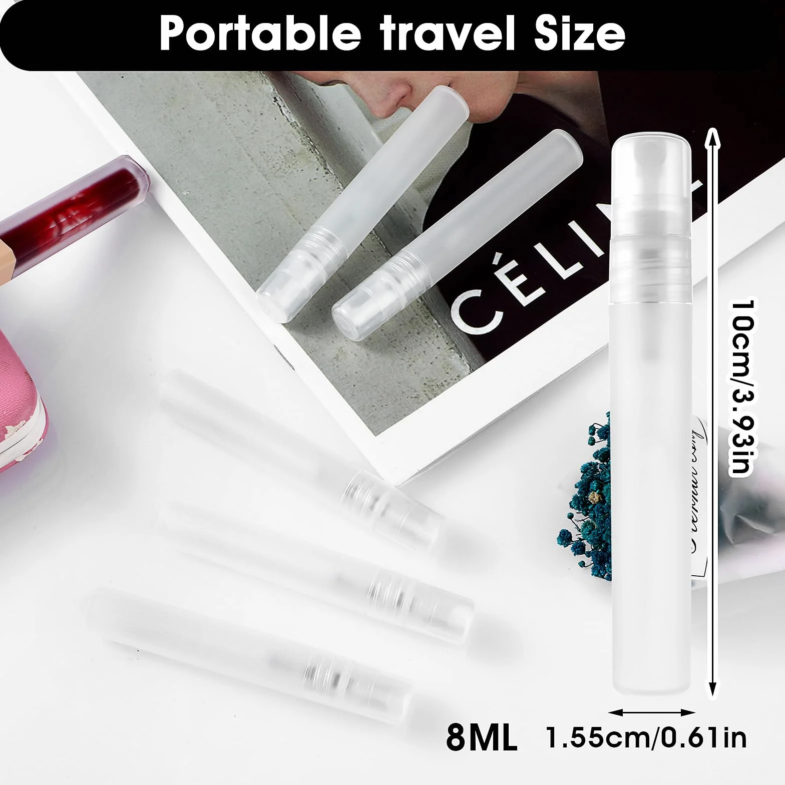 Cobee Przenośne Butelki z Rozpylaczem 8 ml, Puste Butelki do Perfum, Zestaw 5 sztuk
