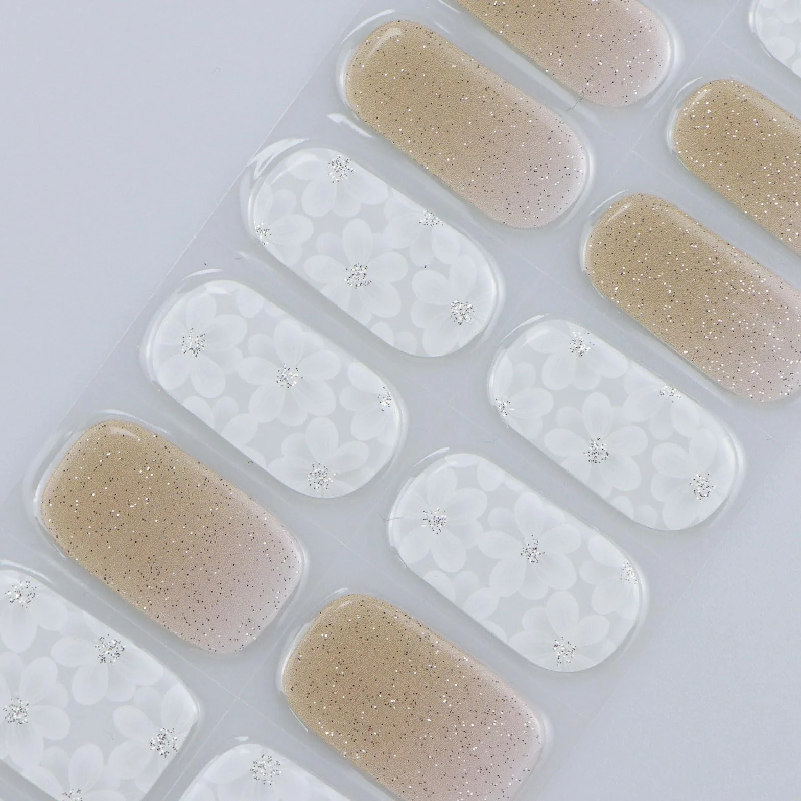 JMEOWIO Białe Kwiaty Glitter Folia do paznokci Żel UV Nail Art Naklejki Naklejki na paznokcie Selbst Sticking Nail Decoration