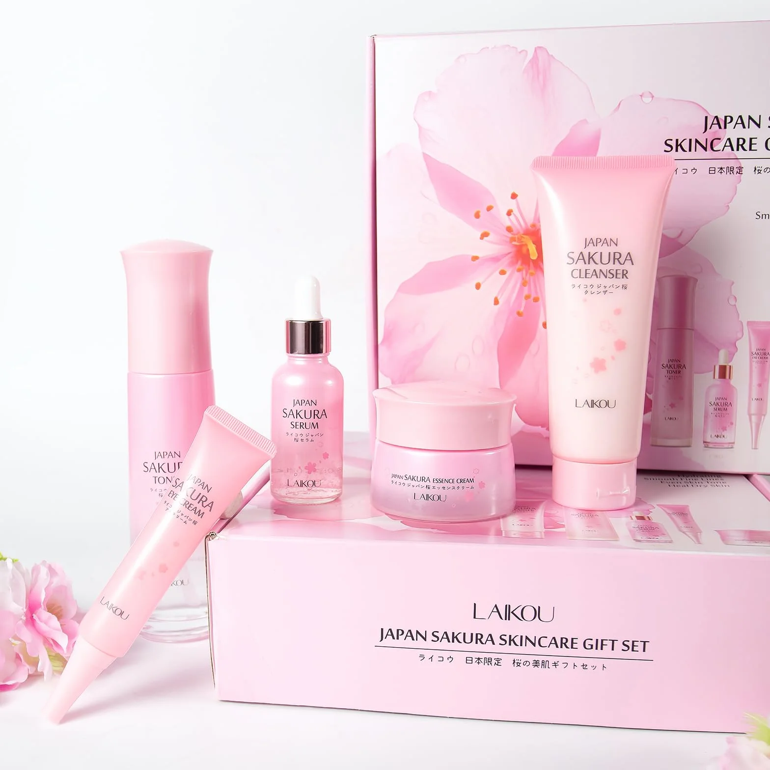 LAIKOU Sakura Zestaw Pielęgnacji Twarzy 5-Częściowy Nawilżający Rozjaśniający